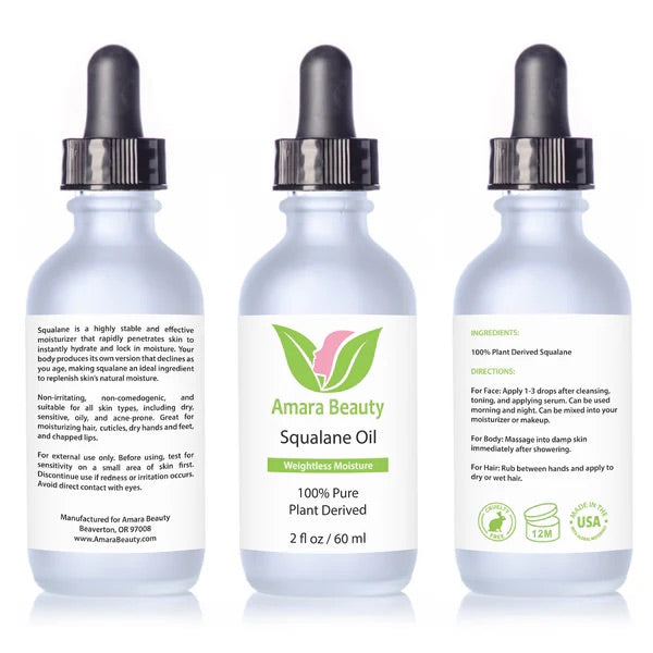 100% Pure Squalane Oil Moisturizer, Amara Beauty