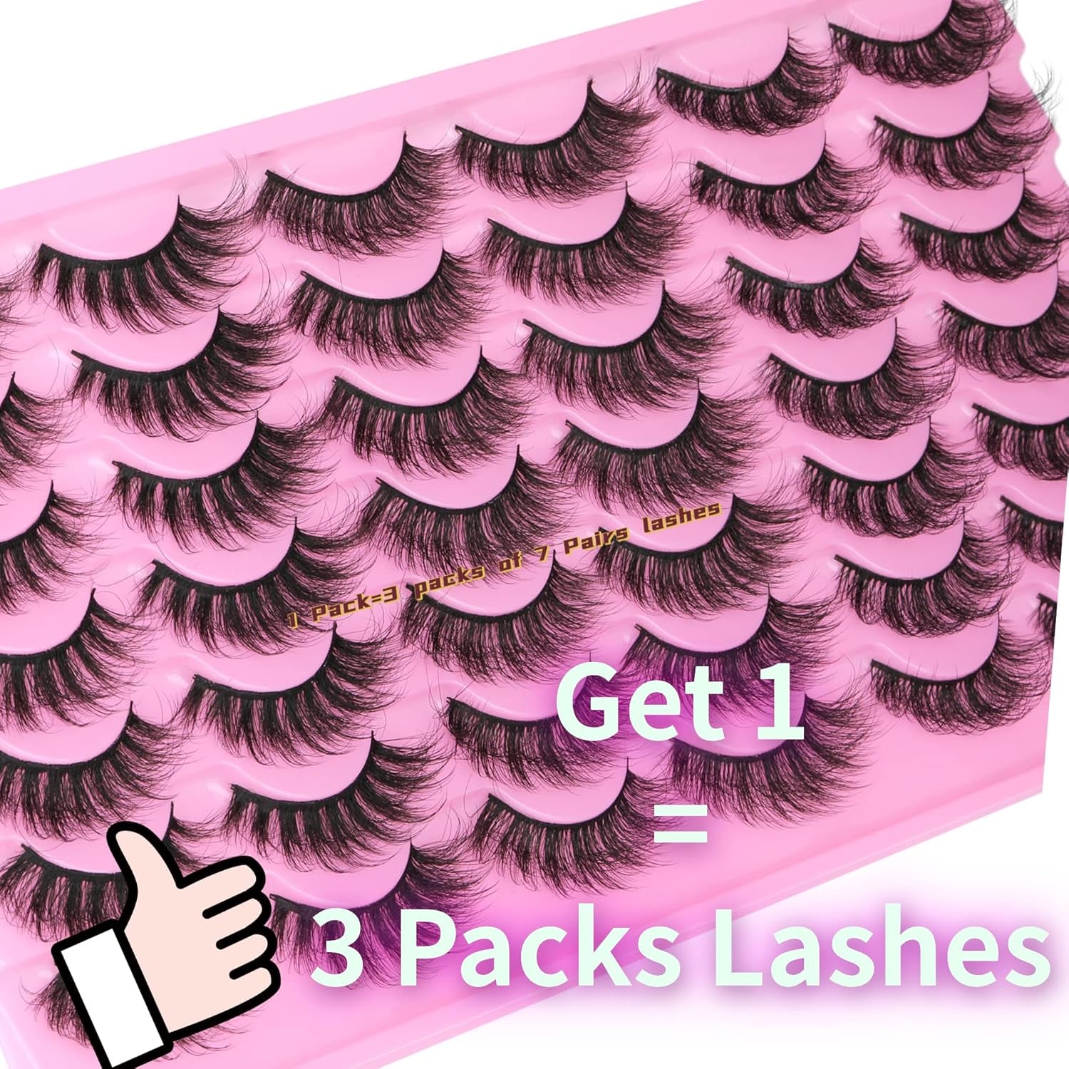 False Eyelashes Natural Mink Lashes Fluffy Wispy Cat Eye Lashes Natural Look 5D Extension Faux Mink Eyelashes Pack 12-18MM Strip Fake Eyelashes by  - 21 Pairs 3 Styles