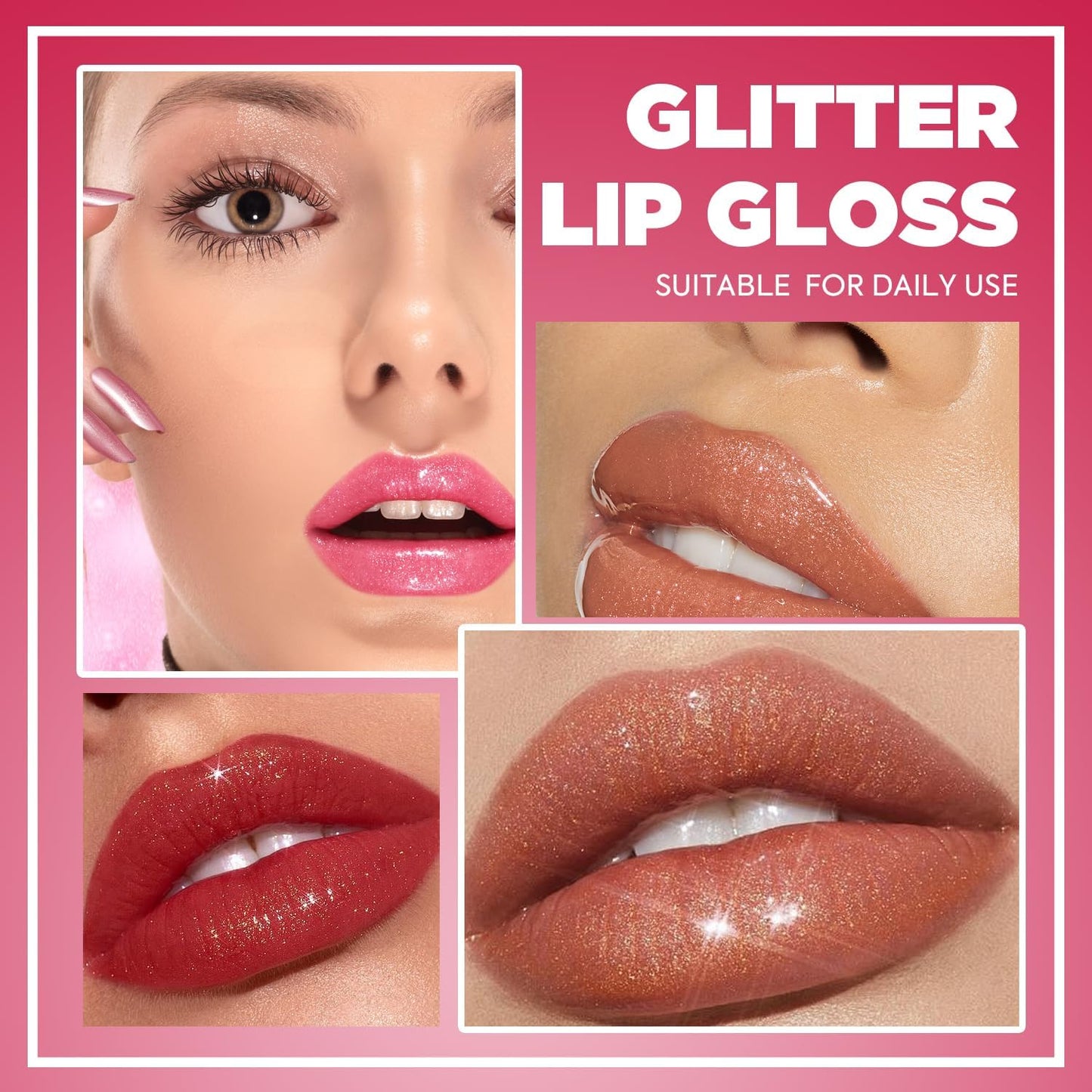 Lipgloss Glitter, Lipgloss Glossy Liquid Lipstick, Glossy Lipgloss Shimmering Finish on the Lips.5Ml (Shimmy)