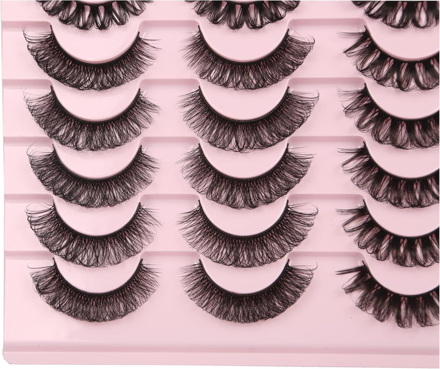 False Eyelashes Fluffy Russian Strips Lashes 3D Faux Mink Lashes Pack D Curly Soft Fake Eyelashes 20 Pairs Multipack