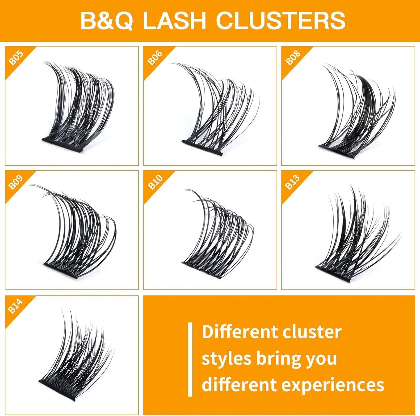 Lash Clusters B05 D Curl 14Mm 72 Clusters Lashes B&Q LASH Eyelash Clusters C D Curl Individual Lashes Volume DIY Lash Extensions at Home (B05,D-14Mm)