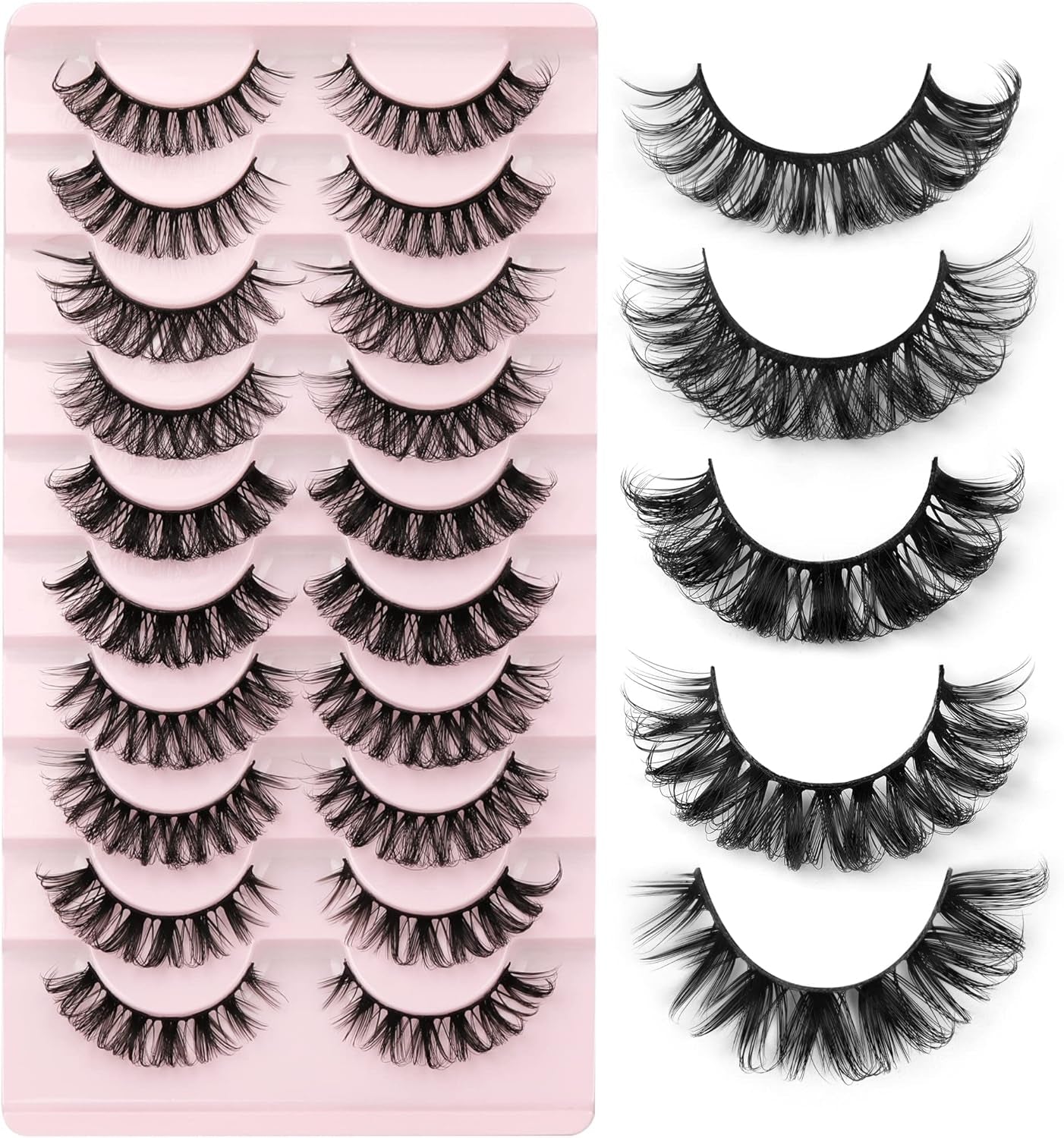 Eyelashes Russian Volume Strip Lashes 5 Styles Mixed Natural Wispy D Curly Mink False Eyelashes Look like Extensions 10 Pairs by