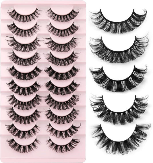 Eyelashes Russian Volume Strip Lashes 5 Styles Mixed Natural Wispy D Curly Mink False Eyelashes Look like Extensions 10 Pairs by