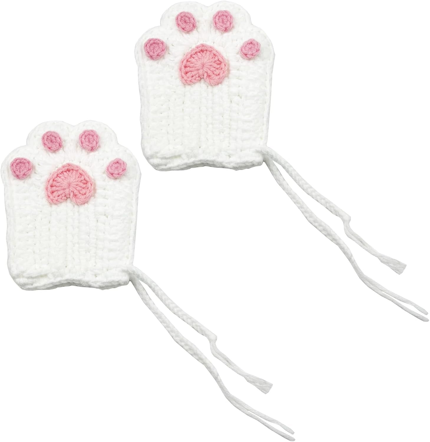Handmade Crocheted Cat Claw Paw Soap Bags, Natural Cotton Soap Savers for Bar Soap, Foaming and Drying the Soap (Brown) (White and Pink Paw)