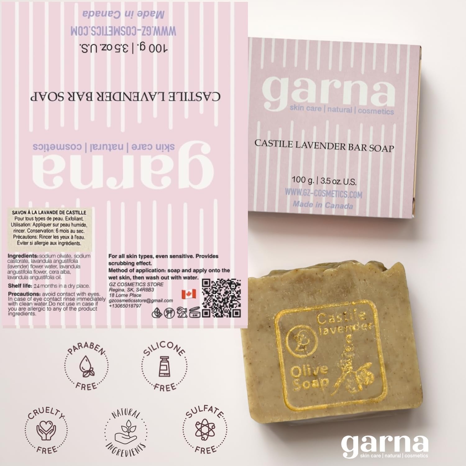 Lavender Castile Soap Bar 3.5 Oz: Handcrafted Pure Castile Soap Infused with Lavender Essential Oil, Gentle Exfoliation & Nourishment