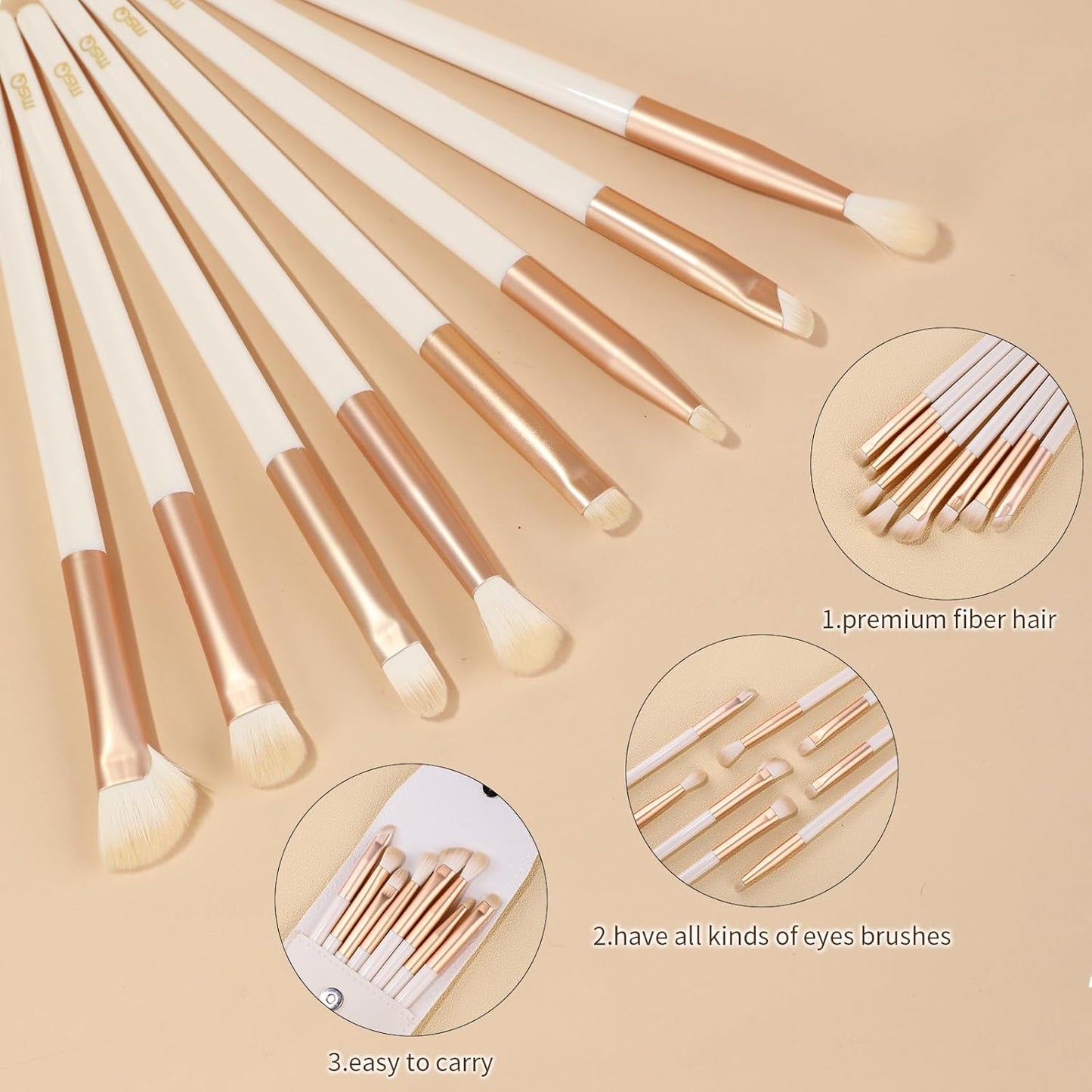 Eye Makeup Brushes 8Pcs Eyeshadow Makeup Brushes Set, Soft Synthetic Hairs for Eyeshadow, Eyeliner, Blending, Concealer, Nose Shadow (Rose Gold)