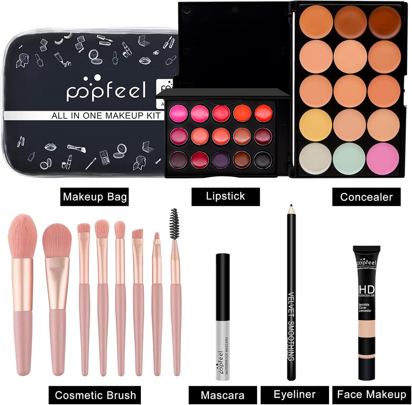 Makeup Kit All-In-One Makeup Gift Set for Women Full Kit, Include Makeup Brush Set, Eyeshadow Palette, Lip Gloss Set, Lipstick, Blush, Foundation, Concealer, Mascara, Eyebrow Pencil