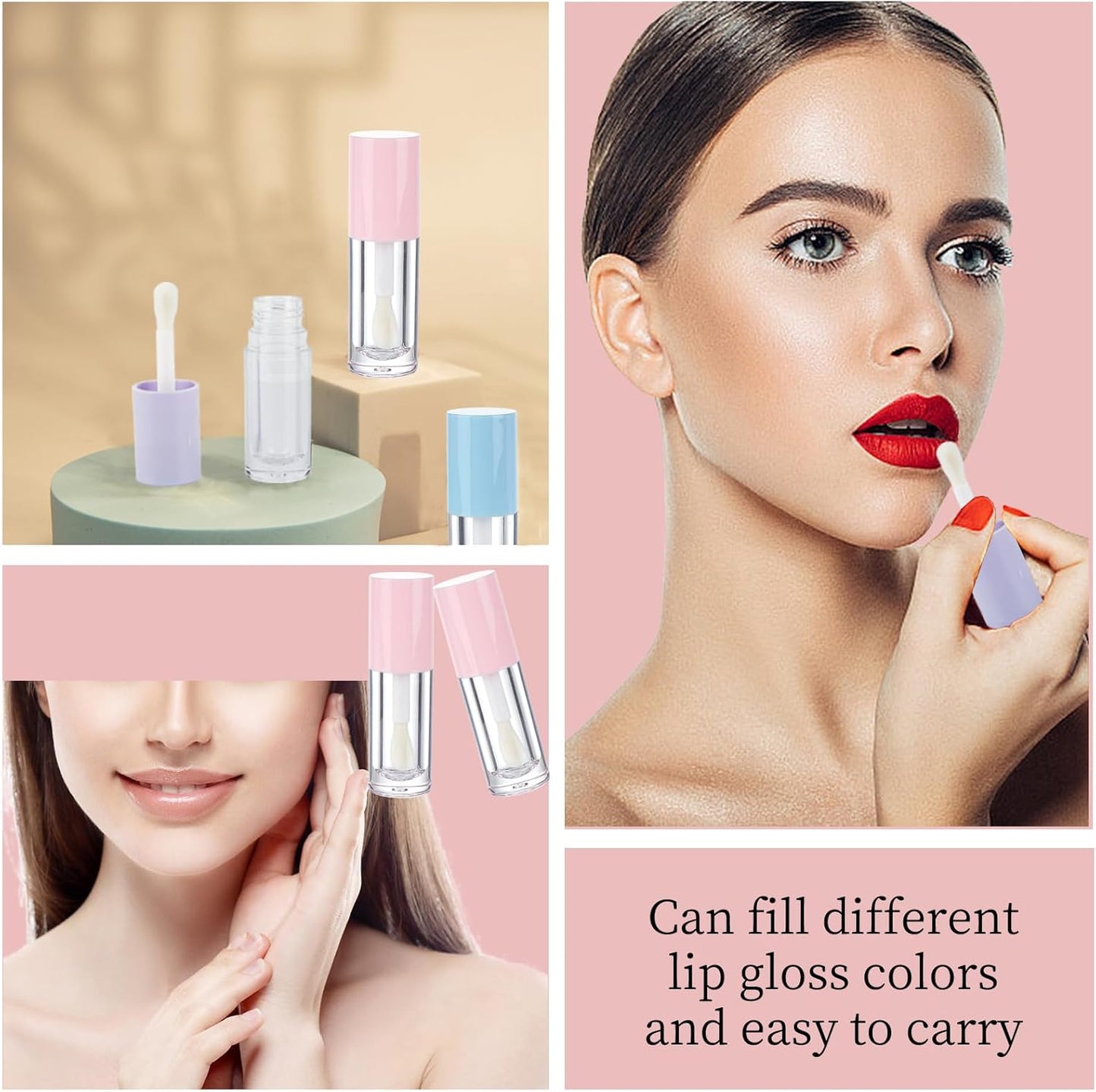 4 PACK Empty Lip Gloss Tubes, 6ML Clear Lip Gloss Containers with Injector, Mini Reusable Lip Balm Tube Dispense Container for DIY Lipgloss Lipstick