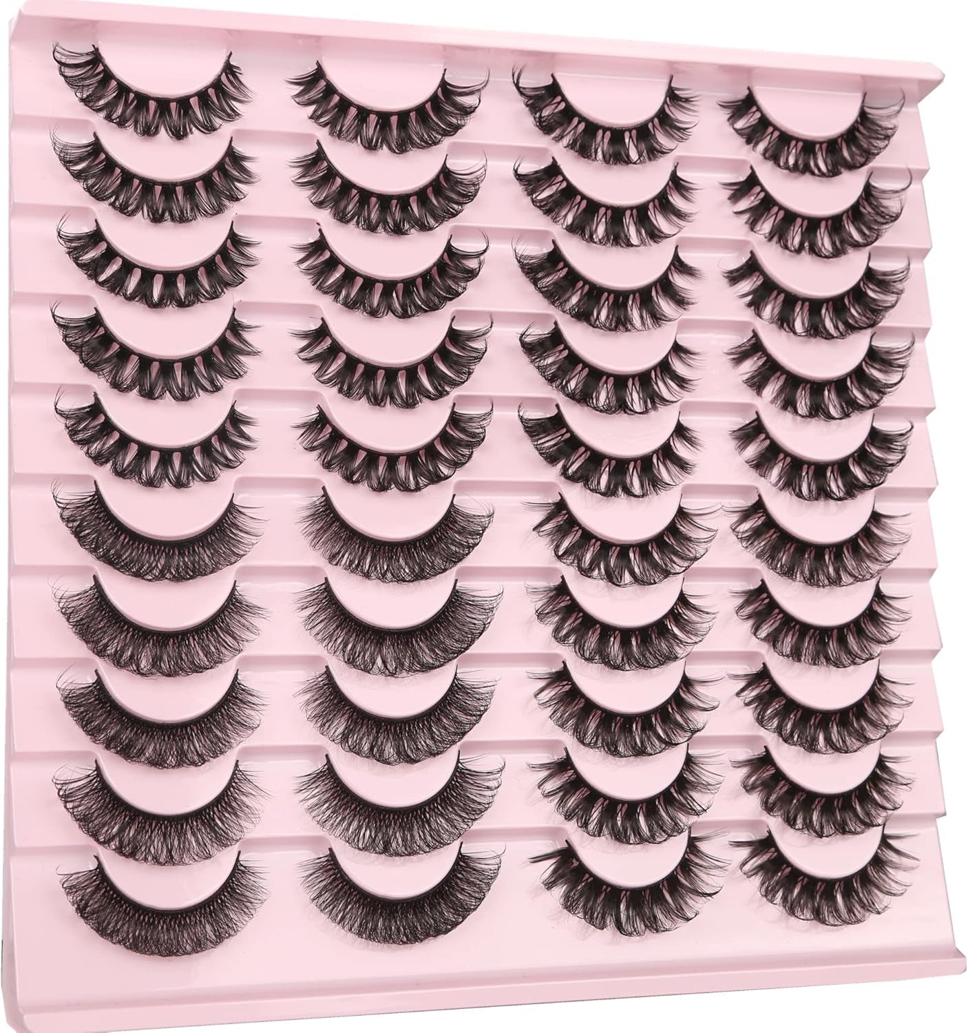 False Eyelashes Fluffy Russian Strips Lashes 3D Faux Mink Lashes Pack D Curly Soft Fake Eyelashes 20 Pairs Multipack