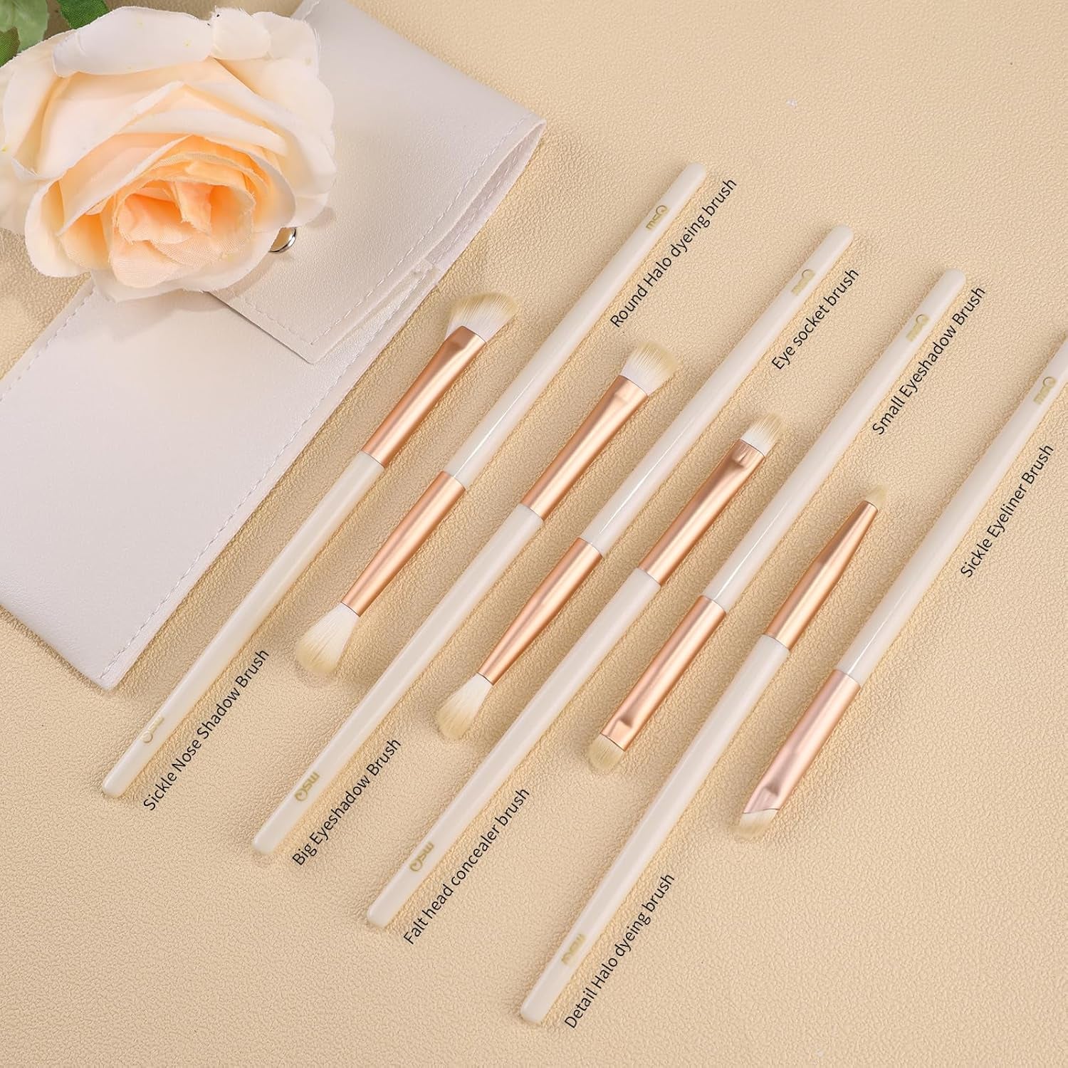 Eye Makeup Brushes 8Pcs Eyeshadow Makeup Brushes Set, Soft Synthetic Hairs for Eyeshadow, Eyeliner, Blending, Concealer, Nose Shadow (Rose Gold)