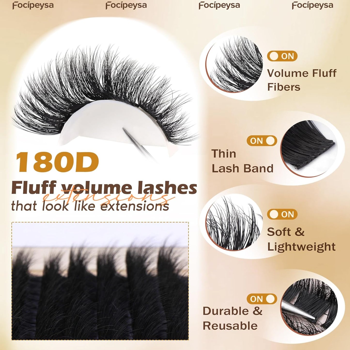 Eyelash Extension Kit Thick Lash Clusters Kit 10-18Mm Fluffy Clusters Lashes 180D Individual Eyelashes Kit with Lash Bond, Lash Remover, Lash Applicator DIY Lash Extension for Beginners (180D-D Curl)