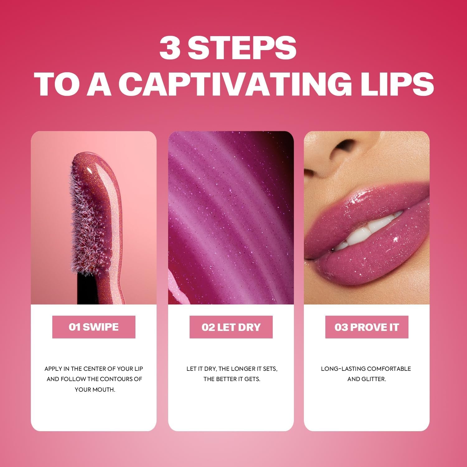 Lipgloss Glitter, Lipgloss Glossy Liquid Lipstick, Glossy Lipgloss Shimmering Finish on the Lips.5Ml (Shimmy)