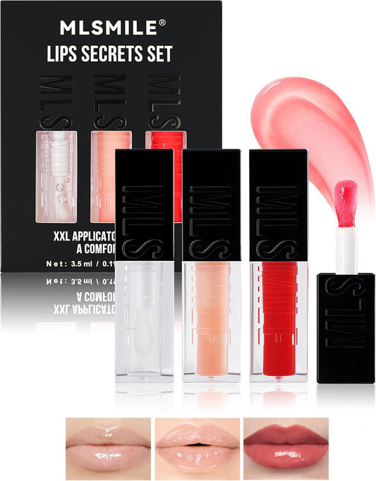 3 Colors Glow Reviver Lip Oil Set,Hydrating Tinted Lip Glow Oil for High-Shine Finish Transparent Plumping Lip Gloss, Moisturizing Glossy Lip Oil Lifter Gloss for Women Lip Care and Dry Lips-Set A