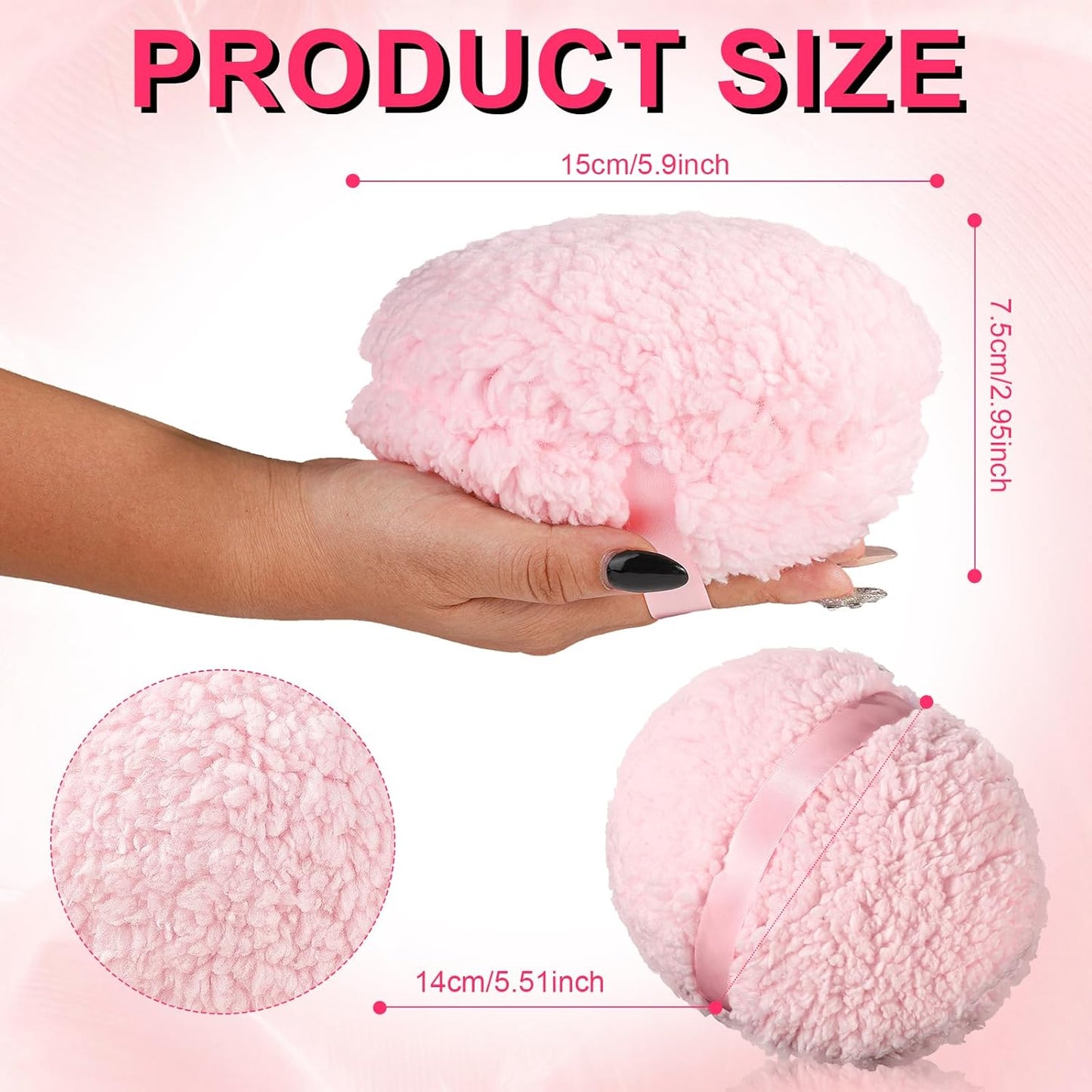 Large Plush Body Puff, Soft Washable Reusable Face Body Powder Puff Dusting Powder Puff Loose Powder Puffs for Face Powder Body Makeup Tool (Pink)