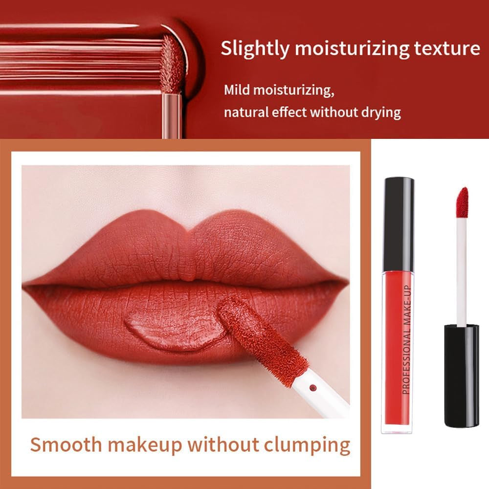 Halloween Matte Lip Gloss Set, Halloween Goth Makeup, Black Red White Lip Gloss Set for Women, No Fading, No Sticking, Waterproof