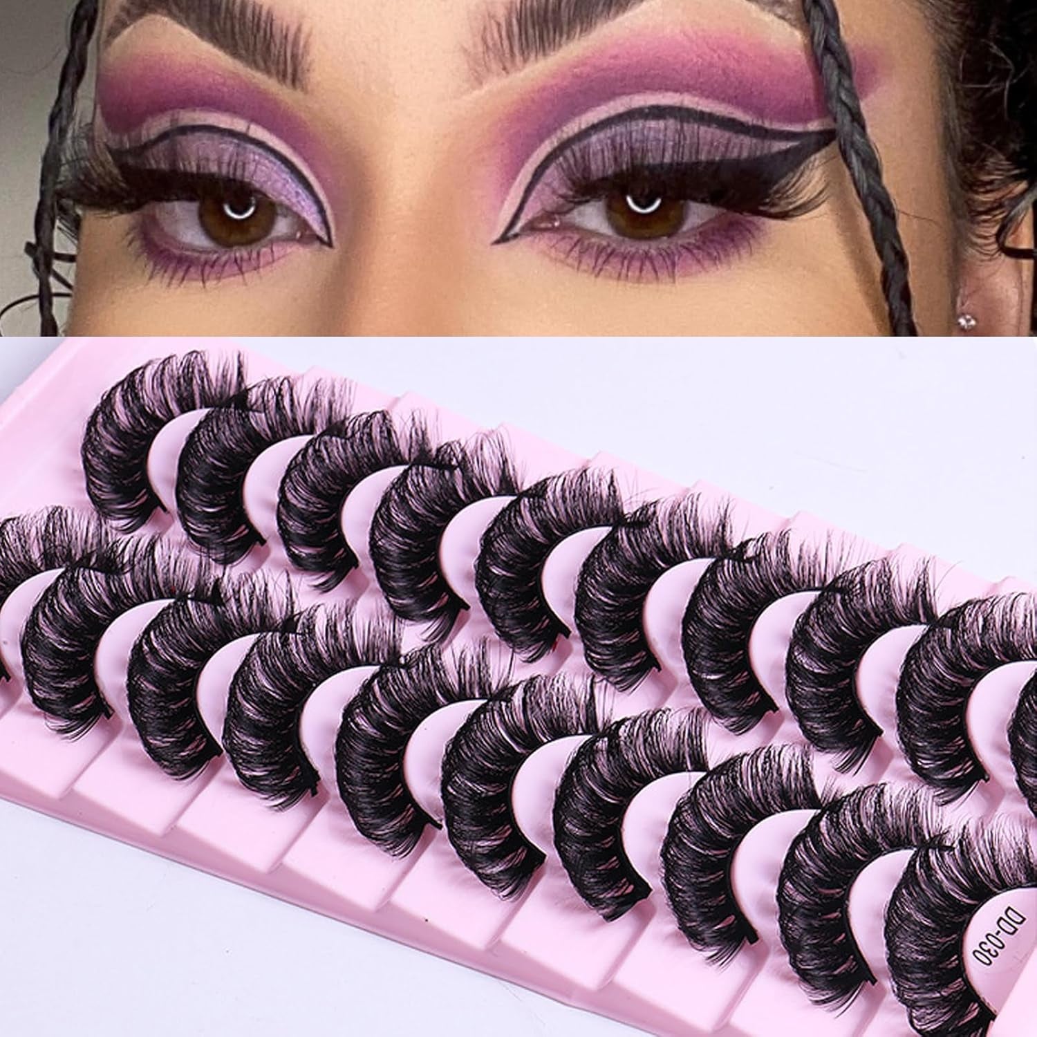 10 Pairs False Eyelashes Russian Strips Eye Lashes Fluffy False Lash Wispy Eyelash Extension Natural Look D Curly Volume Fake Eyelashes Reusable Eye Lash for Women Girls