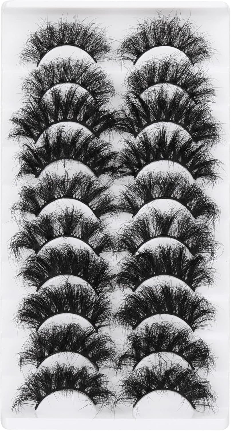Mink Lashes Fluffy False Eyelashes 10D Dramatic Fake Lashes Full Thick Eye Lashes Multipack 10 Pairs 5 Styles