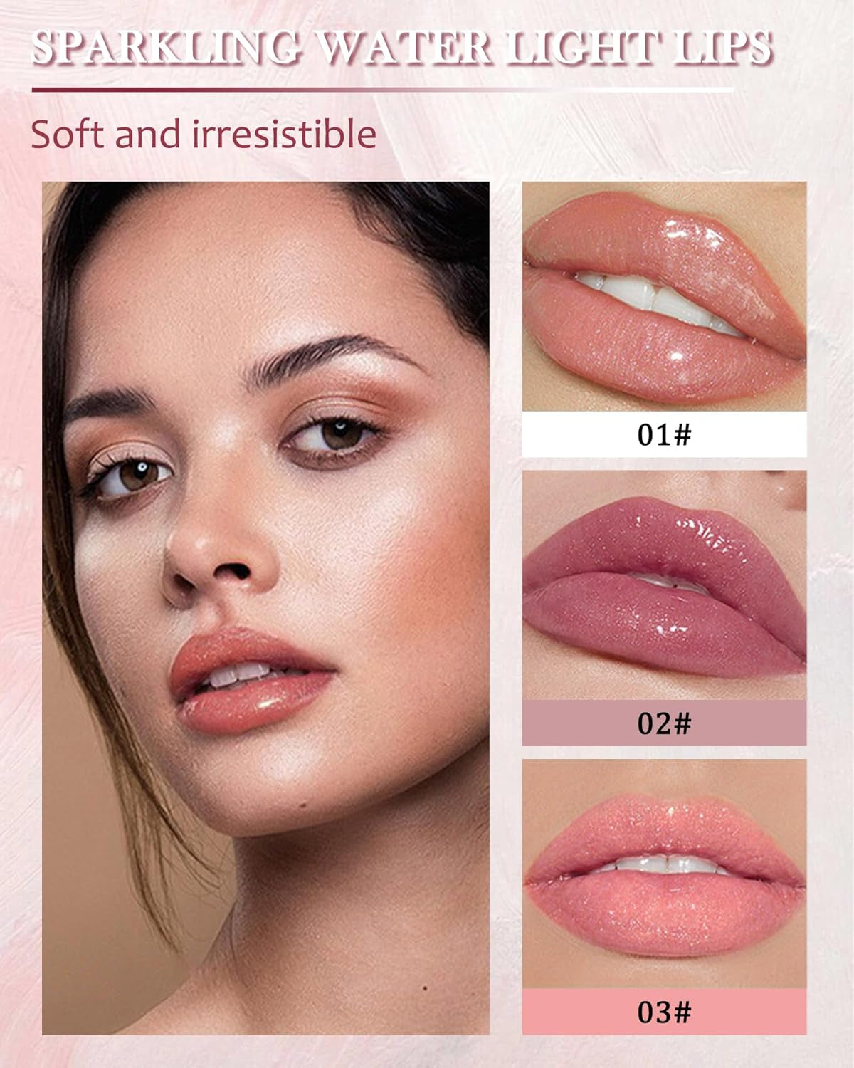 Lip Gloss Set - 3Pcs Hydrating Lip Oil Gloss, Pink & Purple, Glossy Finish, Non-Sticky, Long Lasting Moisturizing, Cruelty Free