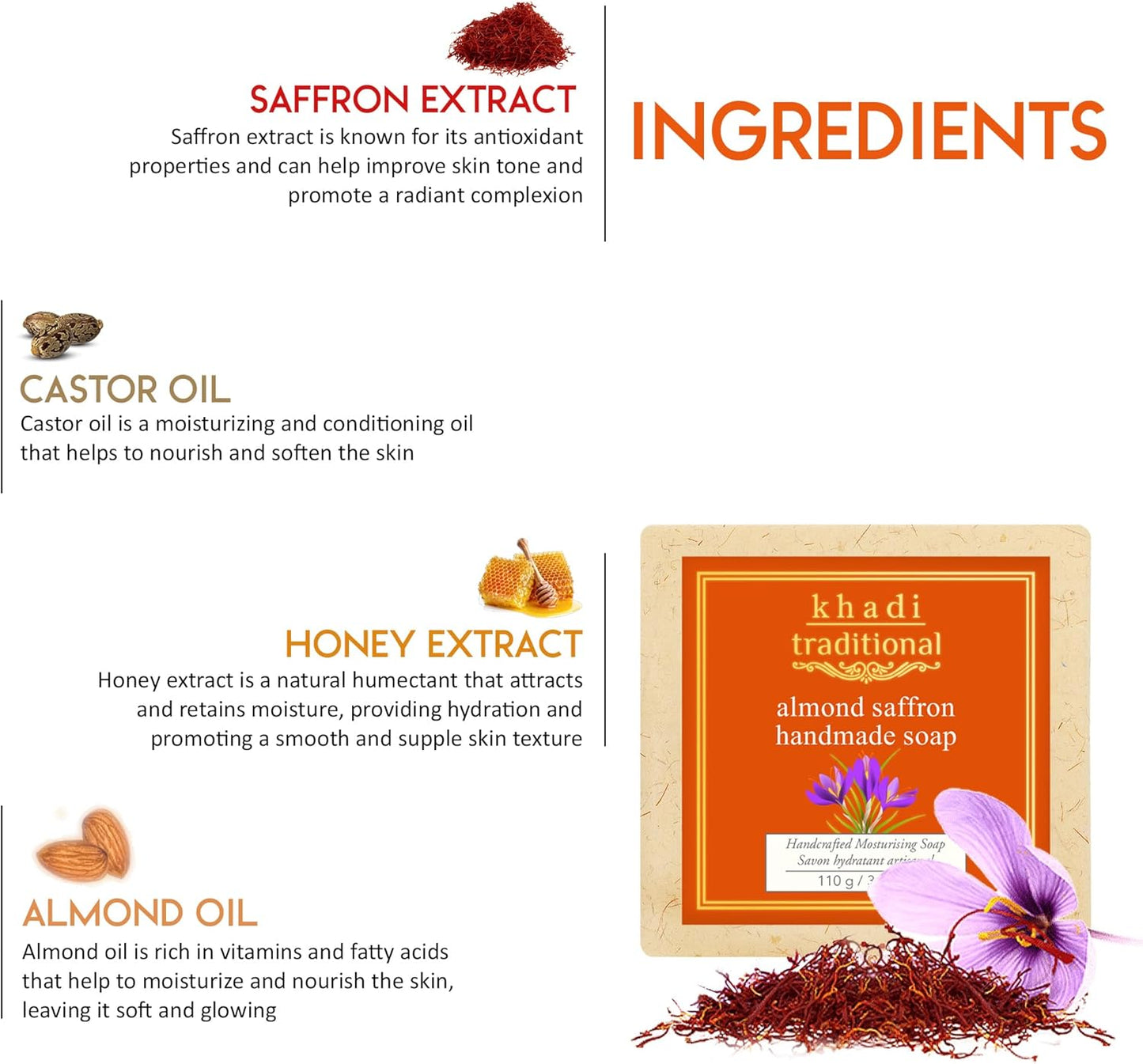 Almond Saffron Handmade Soap