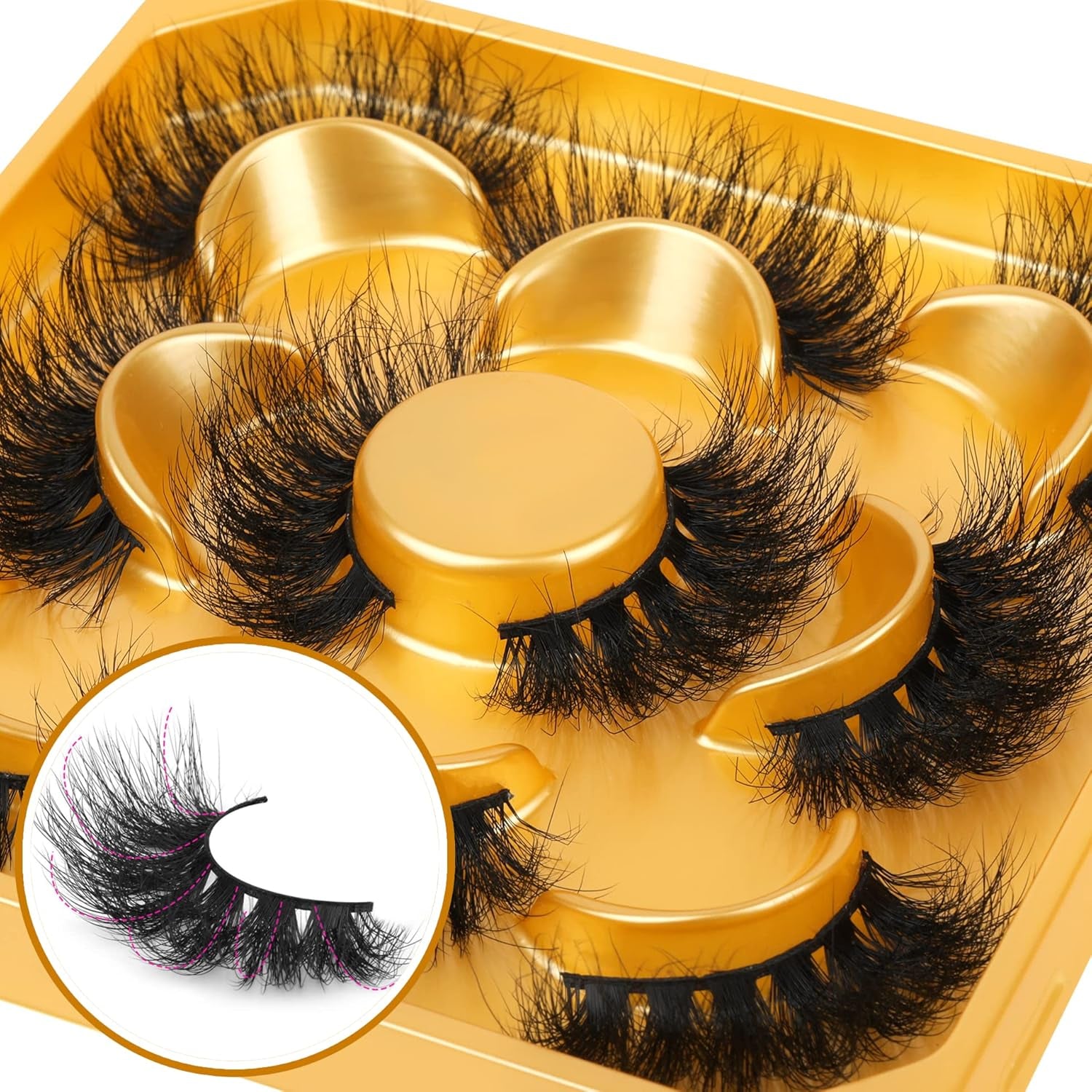 False Eyelashes Fluffy Mink Lashes Natural Look 18Mm Faux Mink Lashes Wispy 5D Volume Long Strip Fake Eyelashes Pack 5 Pairs Multipack