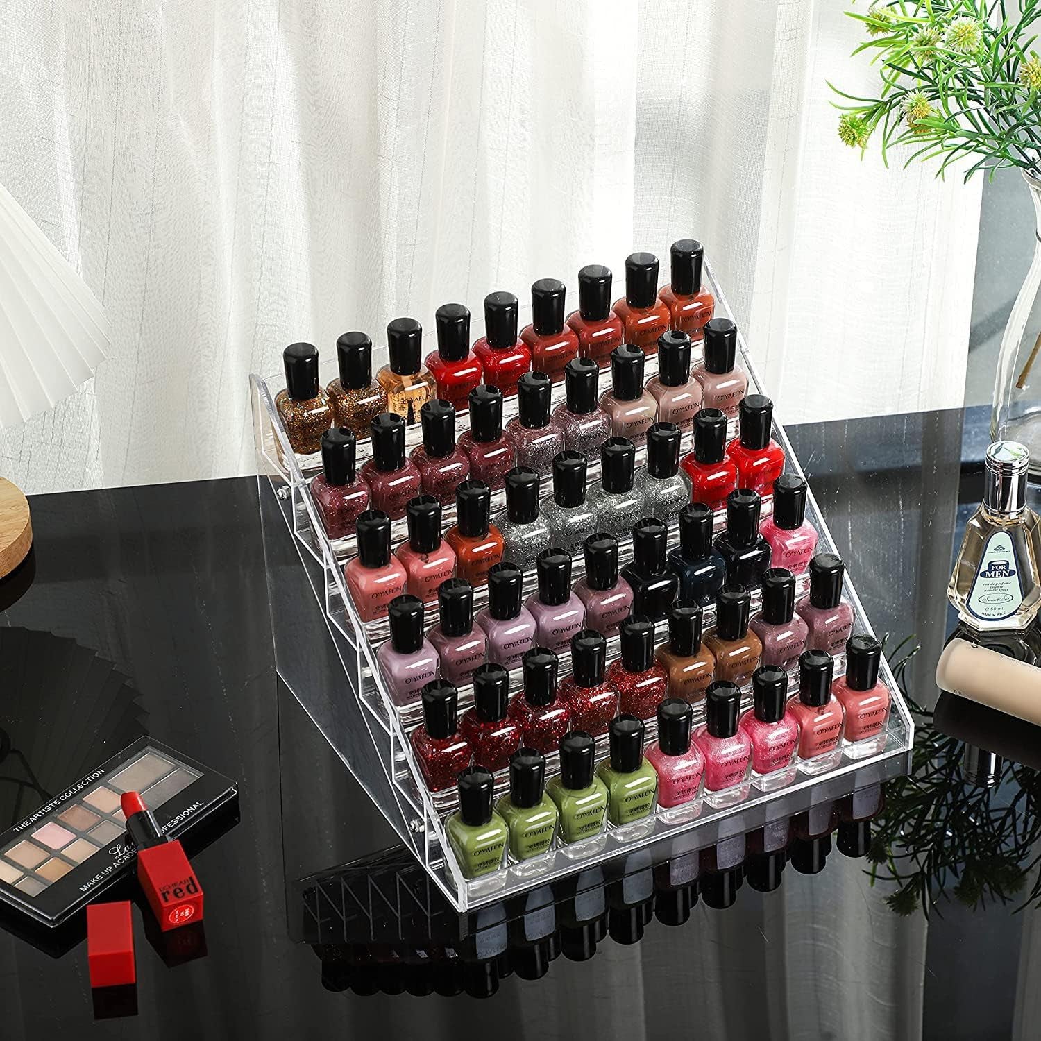 Nail Polish Organizer 6 Tier Acrylic Nail Polish Ink Rack Essential Oil Stand Holder Display Stand Holds, Clear Makeup Organizer, Easy Assemble (6 Tiers)