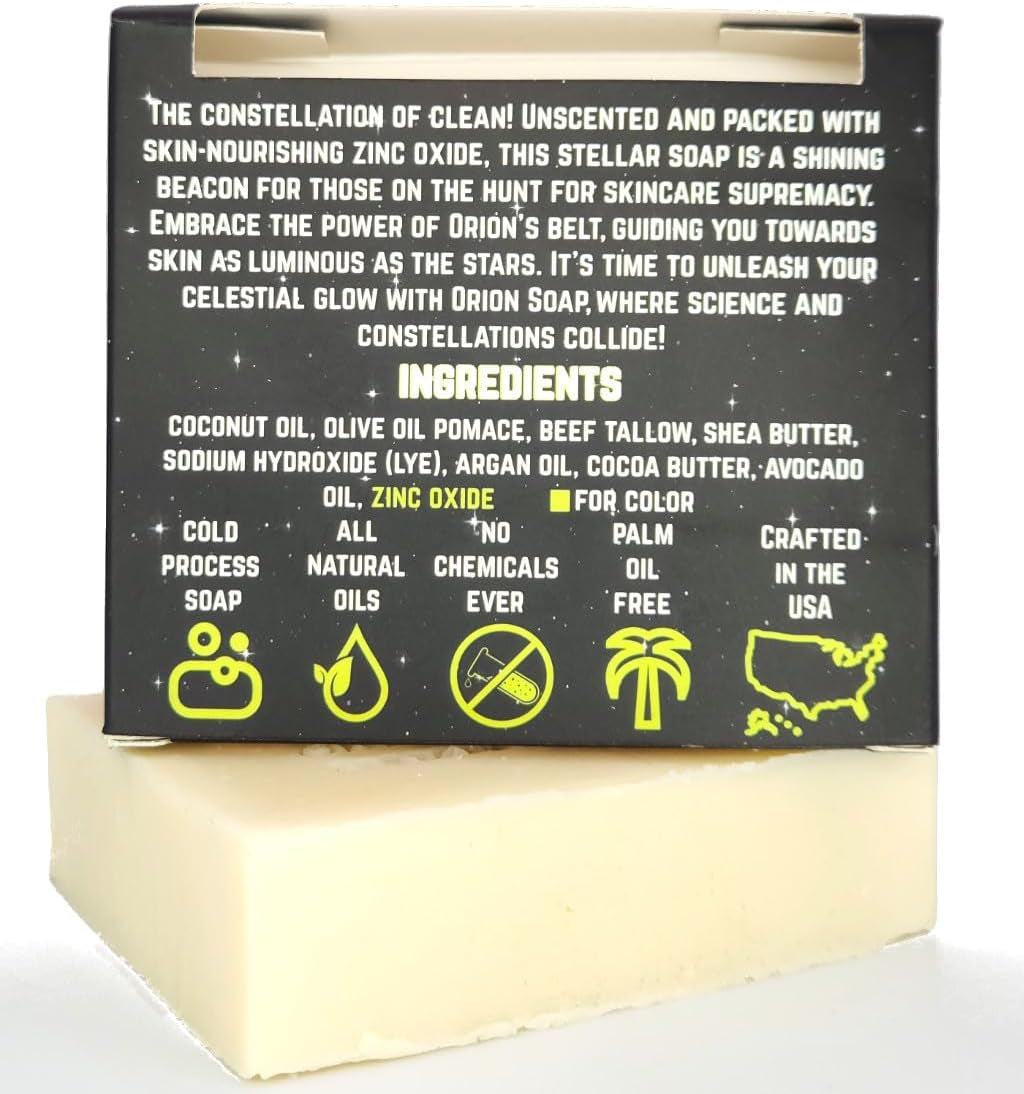 Orion Unscented Natural Soap by Green Theory - Cold Processed with Natural Oils and Zinc Oxide - Hunting - Made in USA (One 5 Ounce Bar)