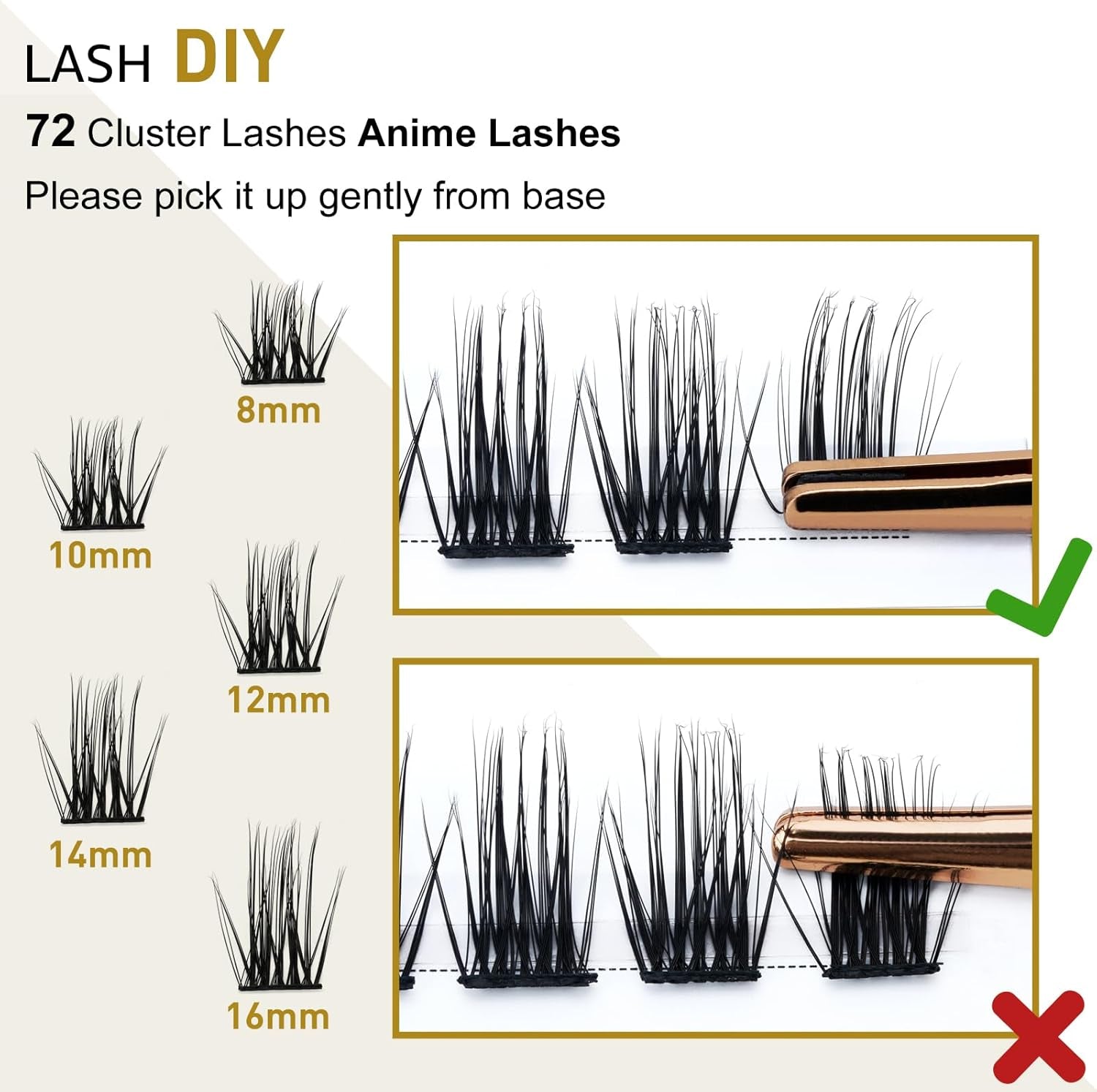 Lash Clusters D Curl 16Mm 72 Clusters Lashes B&Q LASH Eyelash Clusters C D Curl Individual Lashes Volume DIY Lash Extensions at Home (B36,D-16Mm)