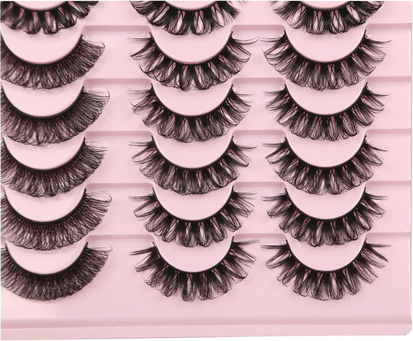 False Eyelashes Fluffy Russian Strips Lashes 3D Faux Mink Lashes Pack D Curly Soft Fake Eyelashes 20 Pairs Multipack