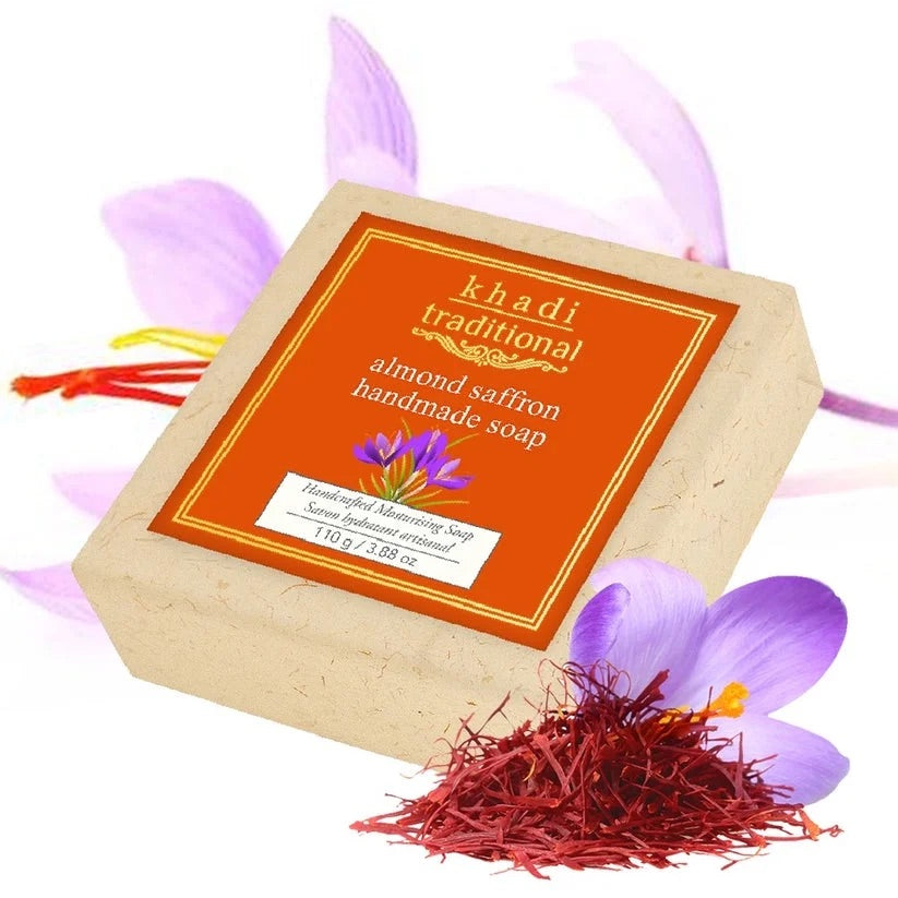 Khadi Traditional Almond Saffron Handmade Bar Soap