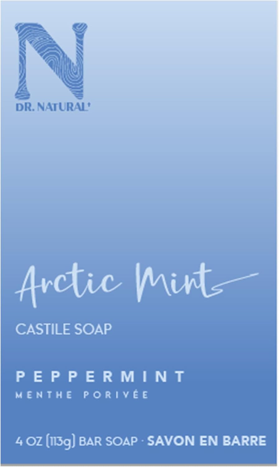 Castile Bar Soap - Gentle Invigorating Body Wash for Sensitive Skin - Deeply Moisturizing Body Soap with Shea Butter - Arctic Mint - 113 G