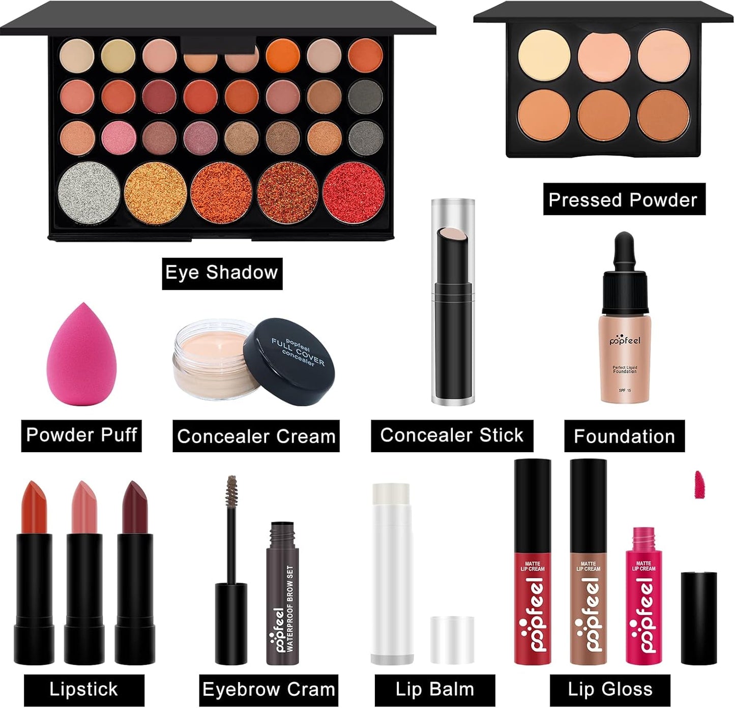 Makeup Kit All-In-One Makeup Gift Set for Women Full Kit, Include Makeup Brush Set, Eyeshadow Palette, Lip Gloss Set, Lipstick, Blush, Foundation, Concealer, Mascara, Eyebrow Pencil