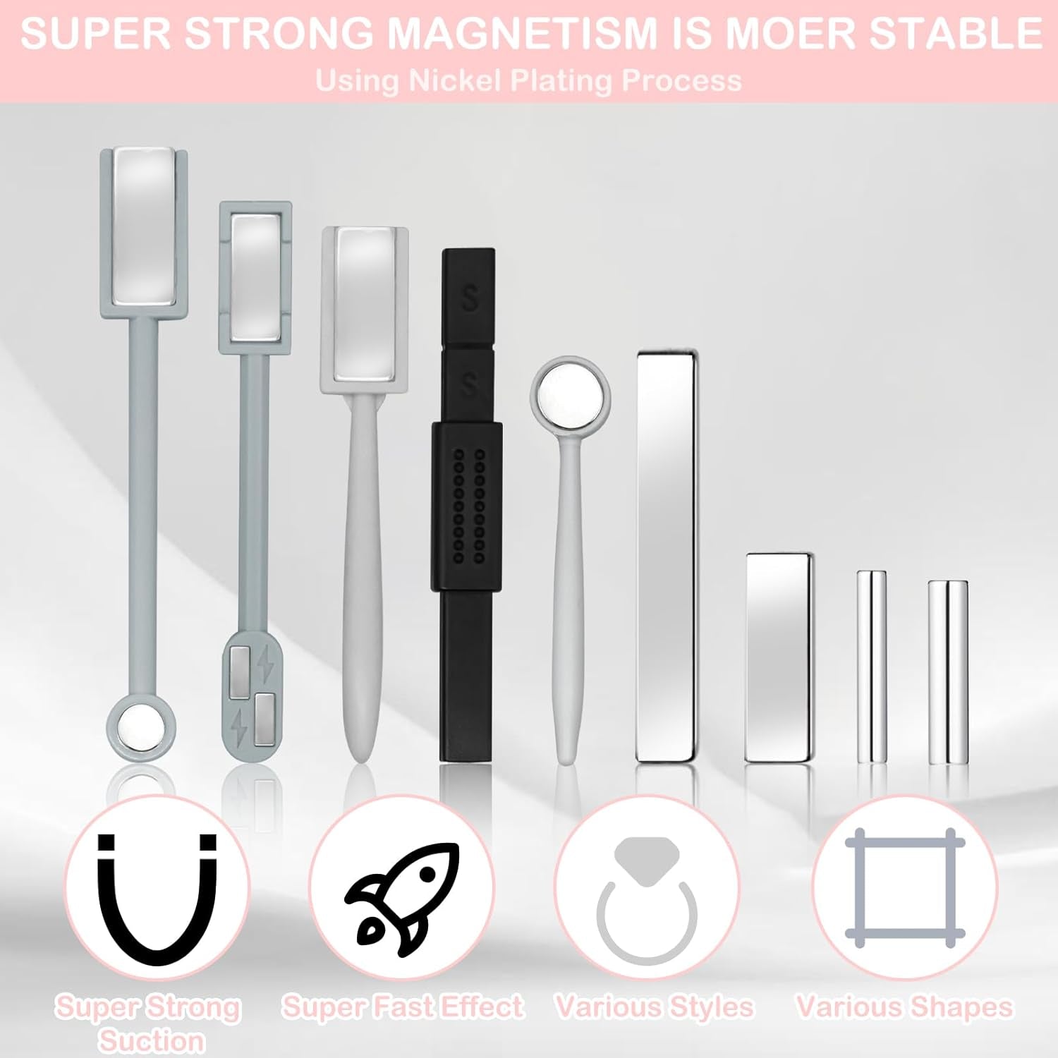 9Pcs Cat Eye Magnet for Nails, Cat Eye Gel Nail Polish Magnet Tools Set, Strong Suction Nail Polish Cat Eye Magnet Board Magnet for Nail Polish, Double-Ended Nail Design Tools Nail Accessories