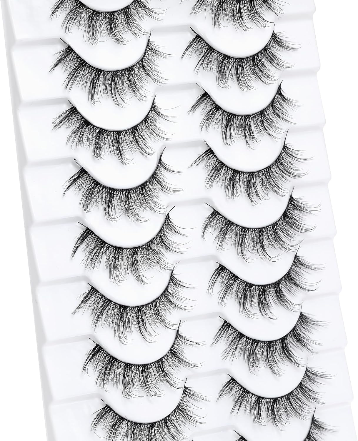 Manga Lashes with Ultra Thin Band,10 Pair Spiky Natural Look Lashes Cat Eye False Eyelashes Look like Extensions.