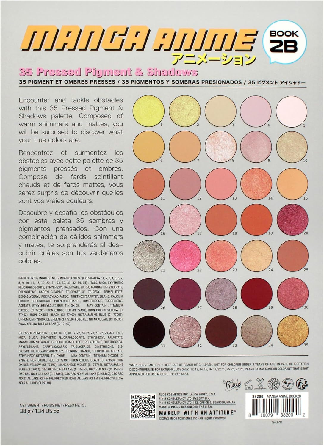 Cosmetics Manga Anime 35 Pressed Pigment and Shadow Book 2B Eye Shadow Women 1.34 Oz