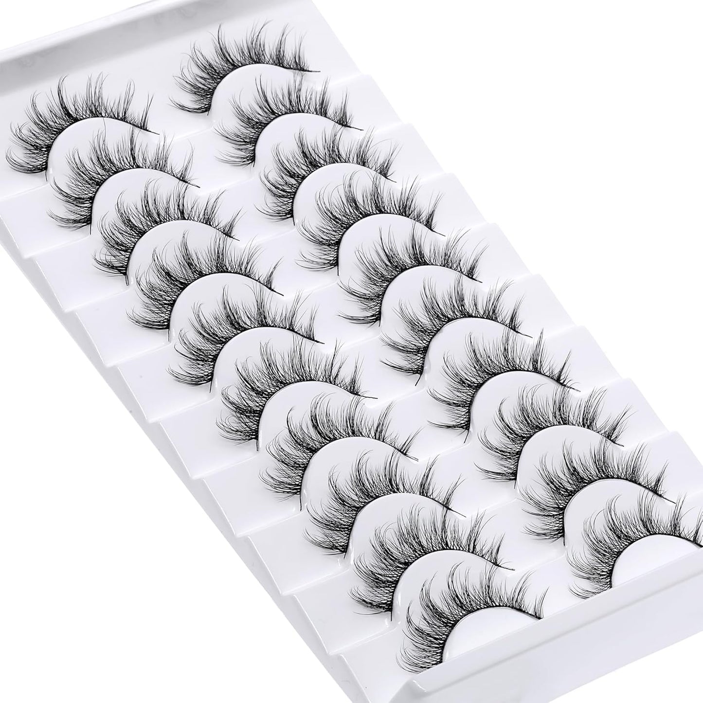 Manga Lashes with Ultra Thin Band,10 Pair Spiky Natural Look Lashes Cat Eye False Eyelashes Look like Extensions.