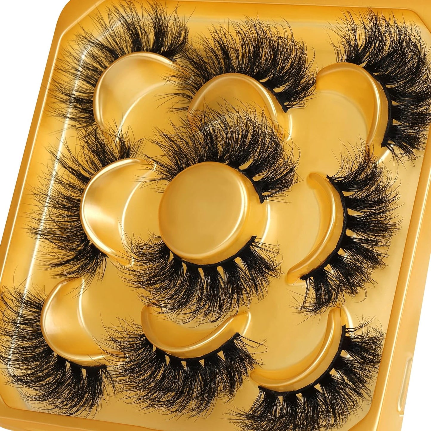 False Eyelashes Fluffy Mink Lashes Natural Look 18Mm Faux Mink Lashes Wispy 5D Volume Long Strip Fake Eyelashes Pack 5 Pairs Multipack