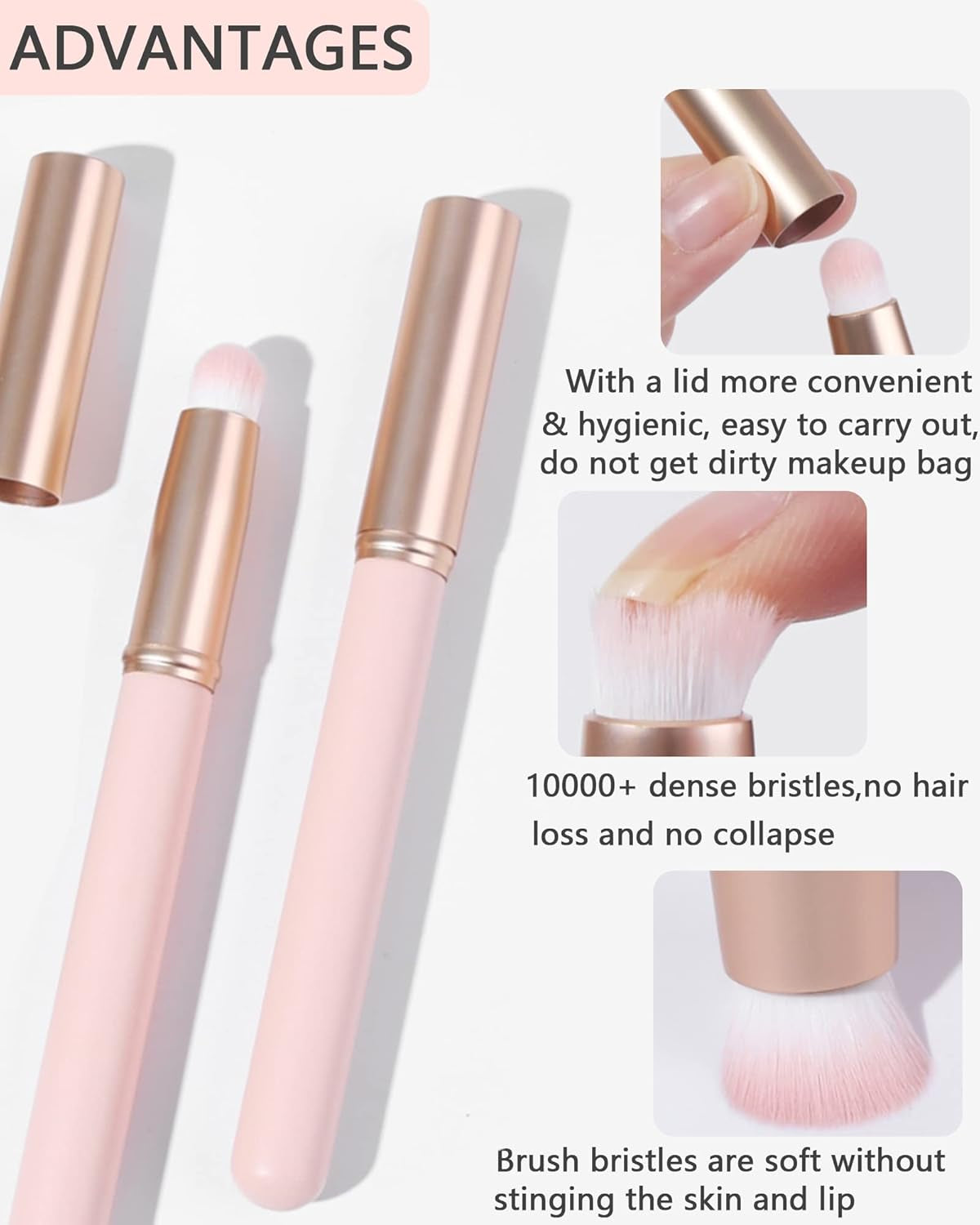 Lip Blending Brush with Lid, Lipstick Smudge Brush, Spot Concealer Brush, Professional Lip Makeup Brush for Lipstick Gloss Creams, Hygienic Portable with Cap, for Women Girl Gift-1Pcs Red