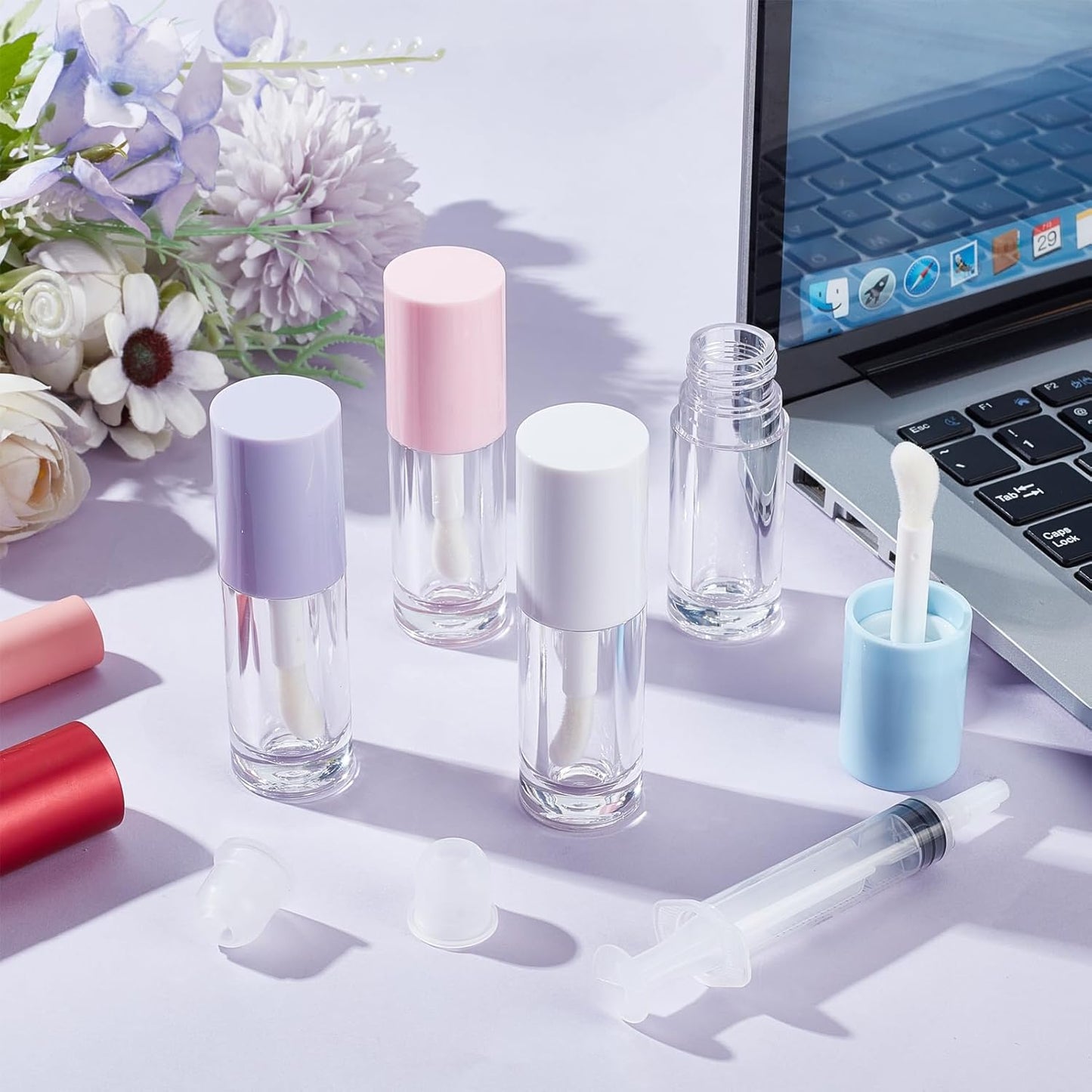 4 PACK Empty Lip Gloss Tubes, 6ML Clear Lip Gloss Containers with Injector, Mini Reusable Lip Balm Tube Dispense Container for DIY Lipgloss Lipstick