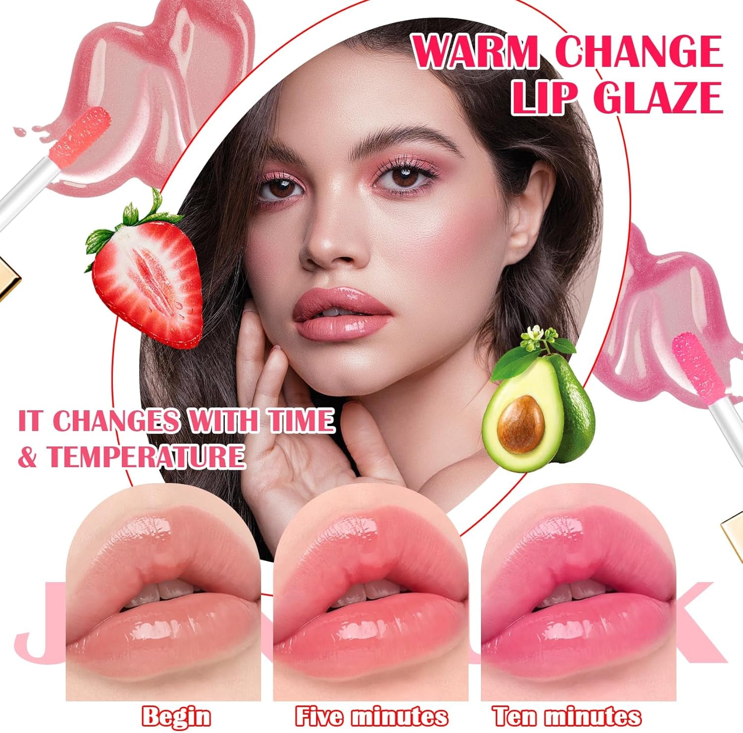 2 Pcs Hydrating Plumping Lip Gloss Oil,Moisturizing Magic Color Changing Lip Gloss Set Long Lasting Hydrating Lip Glow Oil,No-Sticky Tinted Lip Tint Stain Lipgloss Set Lip Makeup