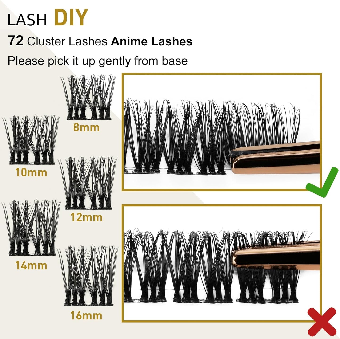 Lash Clusters D Curl 12Mm 72 Clusters Lashes B&Q LASH Eyelash Clusters C D Curl Individual Lashes Volume DIY Lash Extensions at Home (B48,D-12Mm)