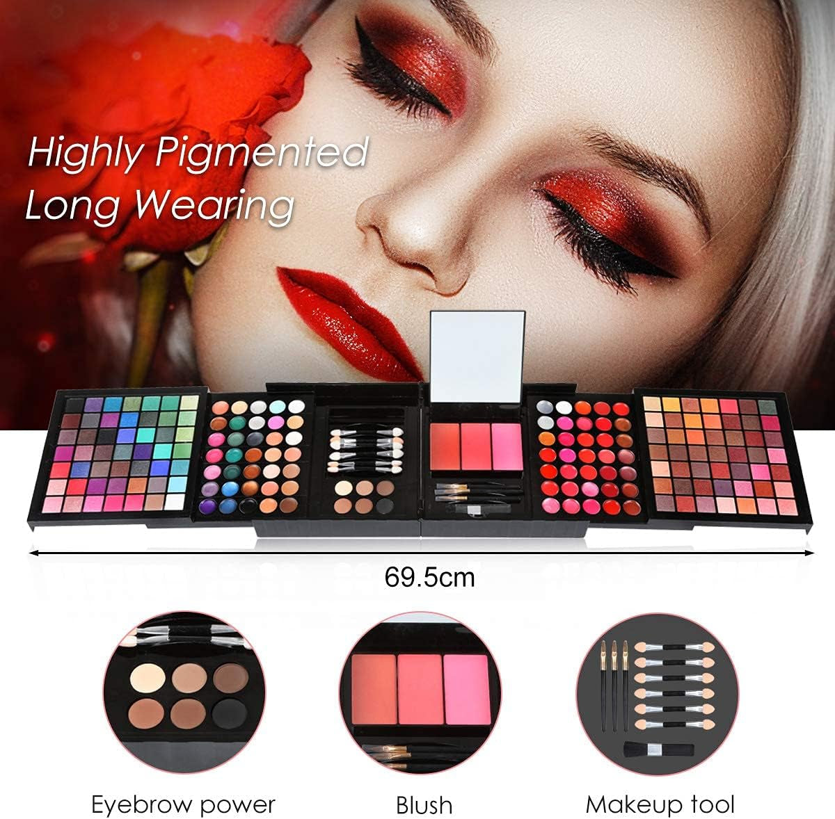 Professional Makeup Set Full 177 Color Eyeshadow Palette Blush Lip Gloss Concealer Kit -Beauty Makeup Set,All-In-One Makeup Kit with Mirror, Applicators (177 Makeup Kit)