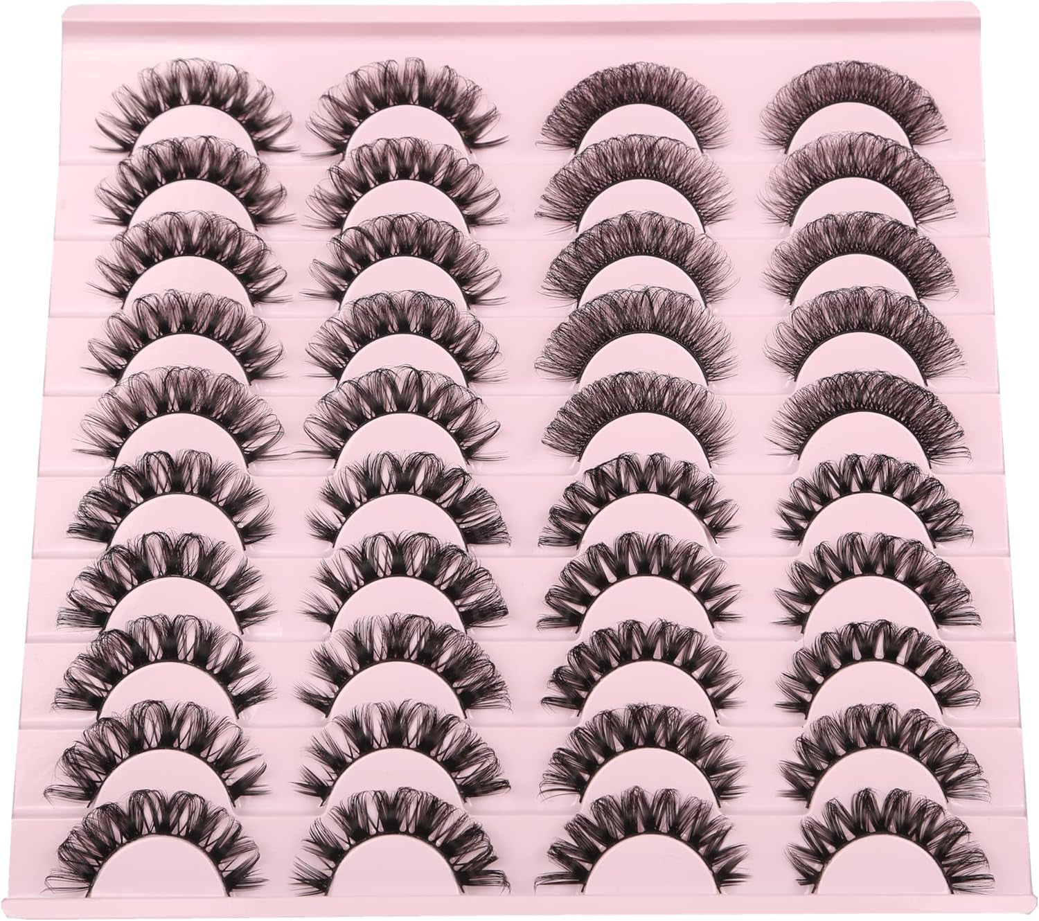 False Eyelashes Fluffy Russian Strips Lashes 3D Faux Mink Lashes Pack D Curly Soft Fake Eyelashes 20 Pairs Multipack