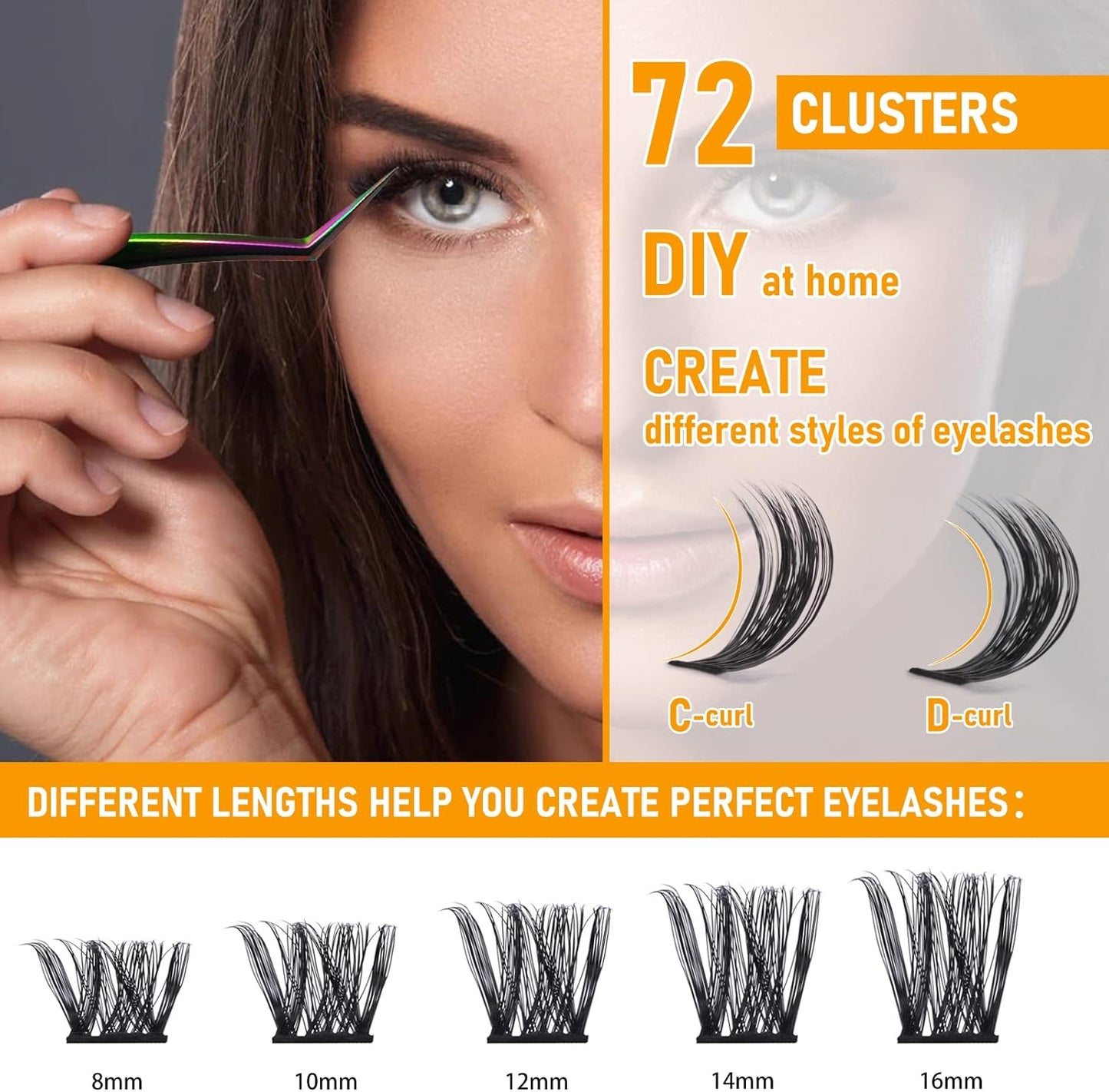 Lash Clusters B05 D Curl 14Mm 72 Clusters Lashes B&Q LASH Eyelash Clusters C D Curl Individual Lashes Volume DIY Lash Extensions at Home (B05,D-14Mm)