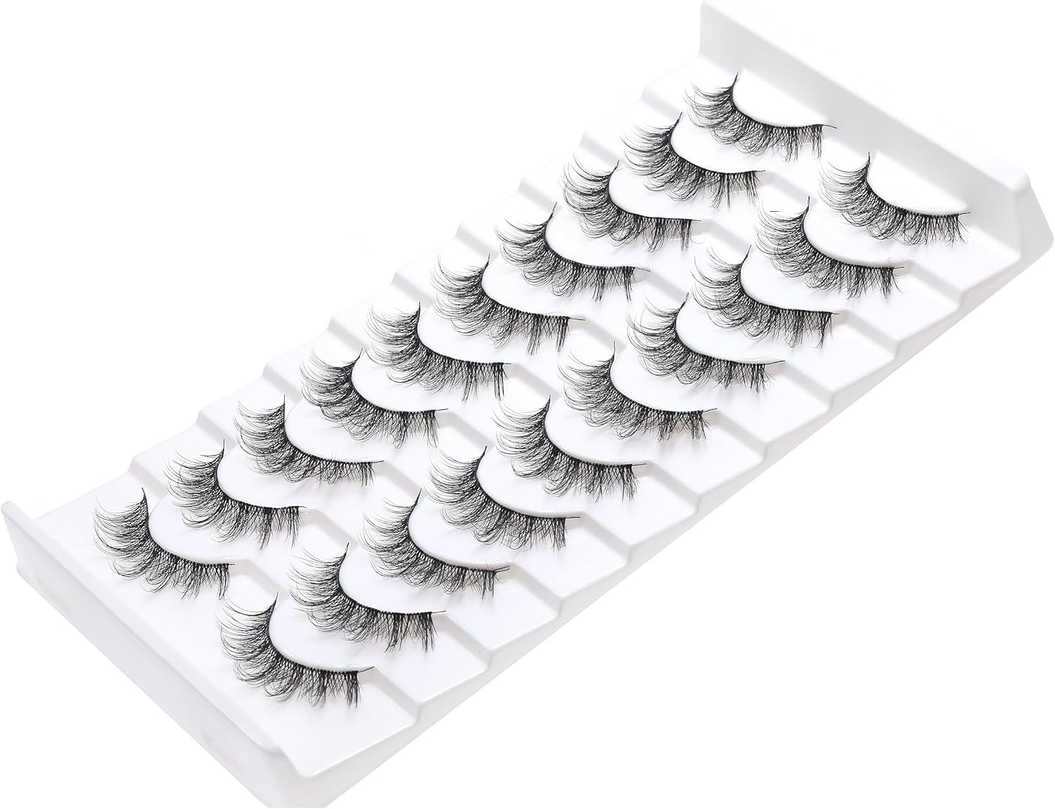 Manga Lashes with Ultra Thin Band,10 Pair Spiky Natural Look Lashes Cat Eye False Eyelashes Look like Extensions.
