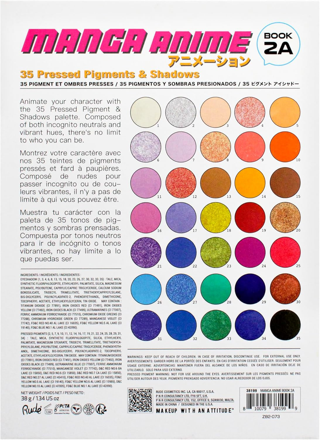 Cosmetics Manga Anime 35 Eyeshadows Palette - Book 2A Eye Shadow Women 1.34 Oz