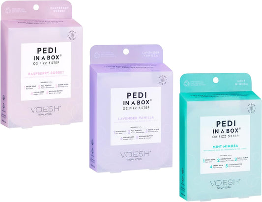 Pedi in a Box O2 Fizz, Variety 3 Pack, Detoxifying Spa Pedicure, DIY Pedi, At-Home Pedi, Pedi in a Box, Spa Foot Treatment, Vegan Beauty, Foot Detox, Pedicure Prep
