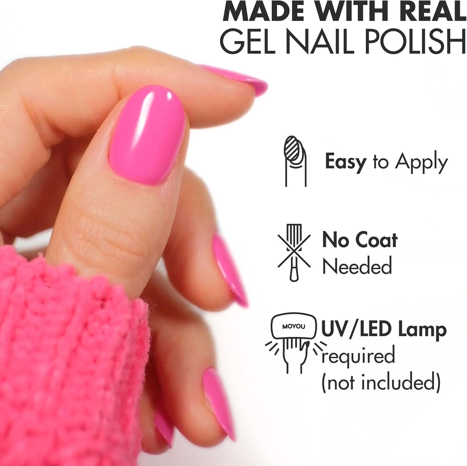 Semi Cured Gel Nail Strips - 20 Pcs. Gel Nail Wraps for Salon-Quality Manicure - Works with Any UV Lamp - Easy to Apply, Trim, & Remove Nails Stickers