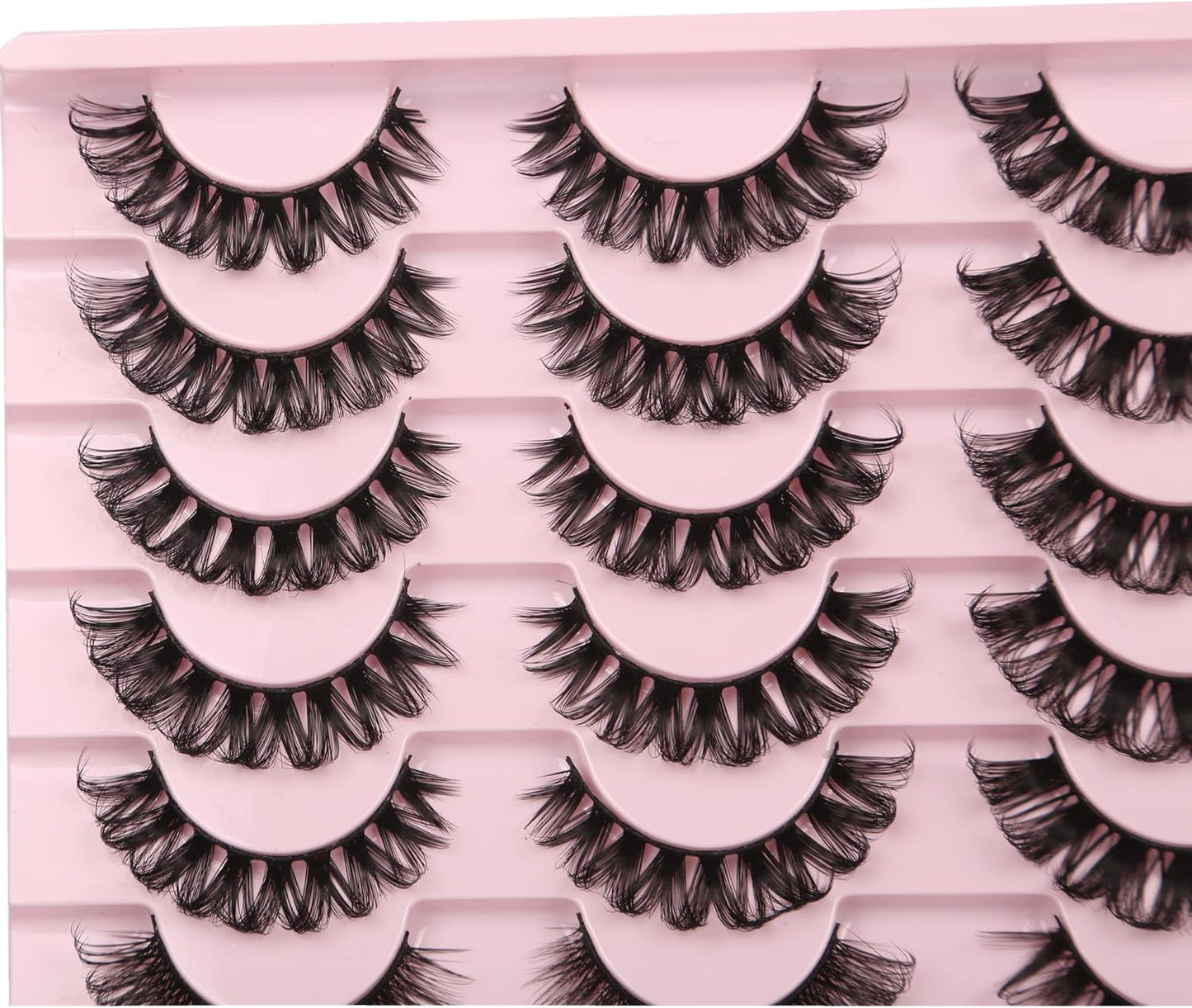 False Eyelashes Fluffy Russian Strips Lashes 3D Faux Mink Lashes Pack D Curly Soft Fake Eyelashes 20 Pairs Multipack