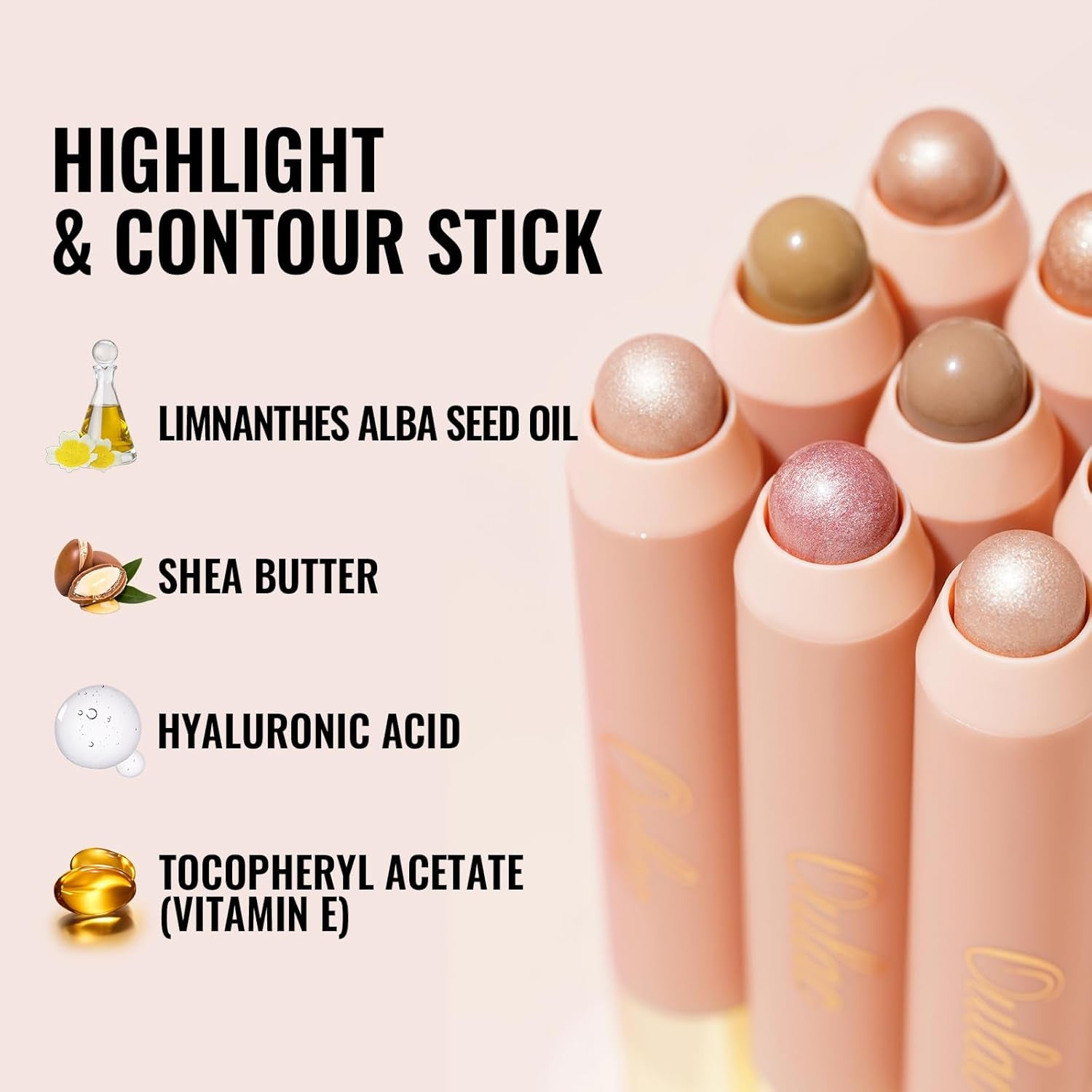 Face Highlighter Stick, Multi-Use Cream Highlighter Makeup Stick, Face Highlighters & Luminizers, No Caking or Dragging, Metallic Finish, Vegan & Cruelty-Free, H2 Butter
