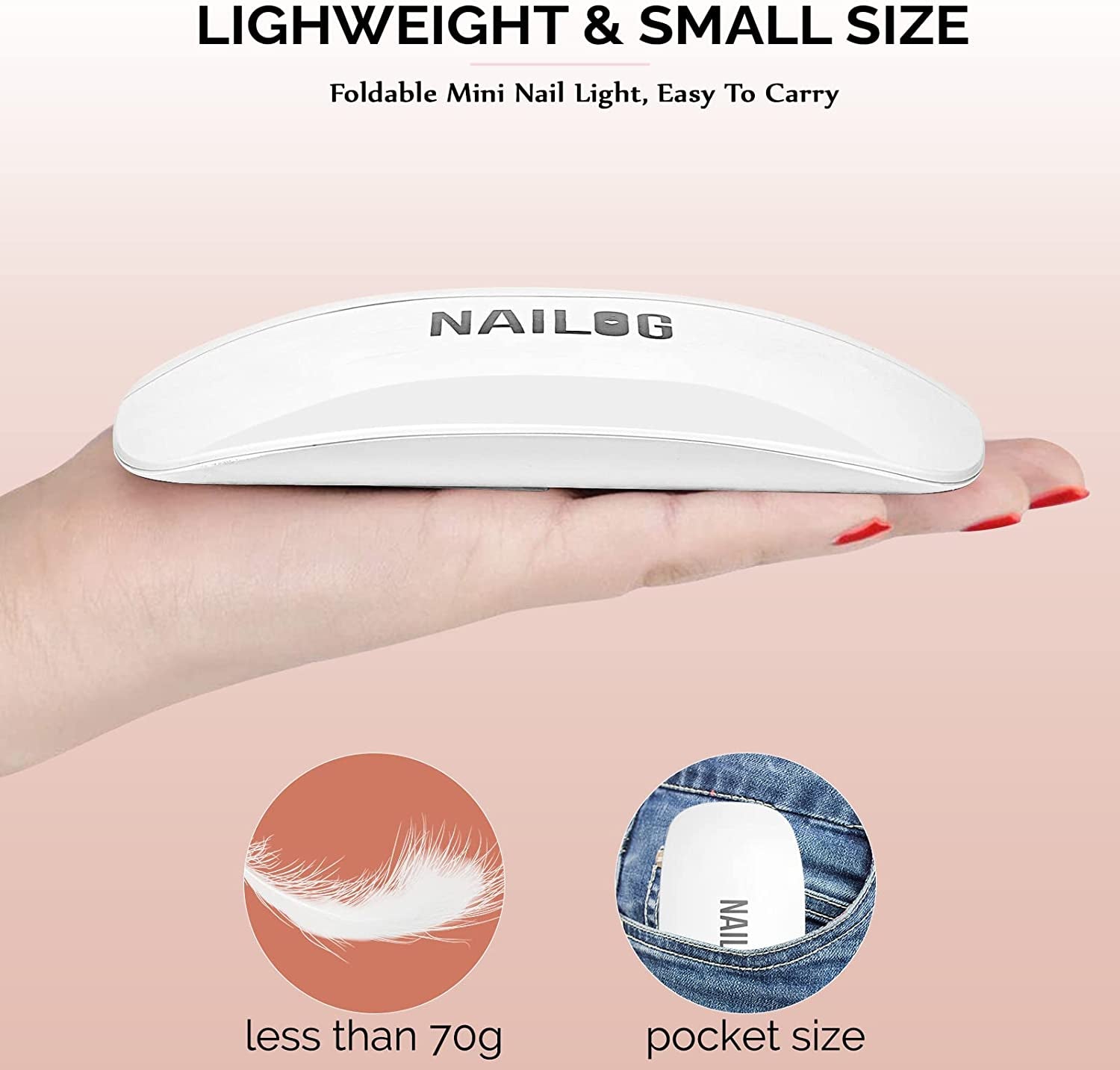 Mini 6W UV LED Nail Lamp (With USB Cable /1 Pair of UV Protection Glove) for Curing, Mouse Shape Pocket-Size, 45/60S Time Setting, Suitable for Gel Nail Polish and Semi-Cured Nail Strips